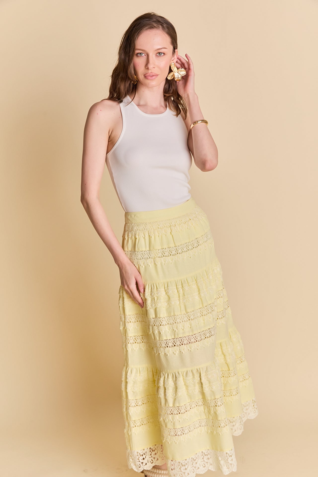 ENDLESS ROSE - Laced Midi Skirt - SKIRTS available at Objectrare