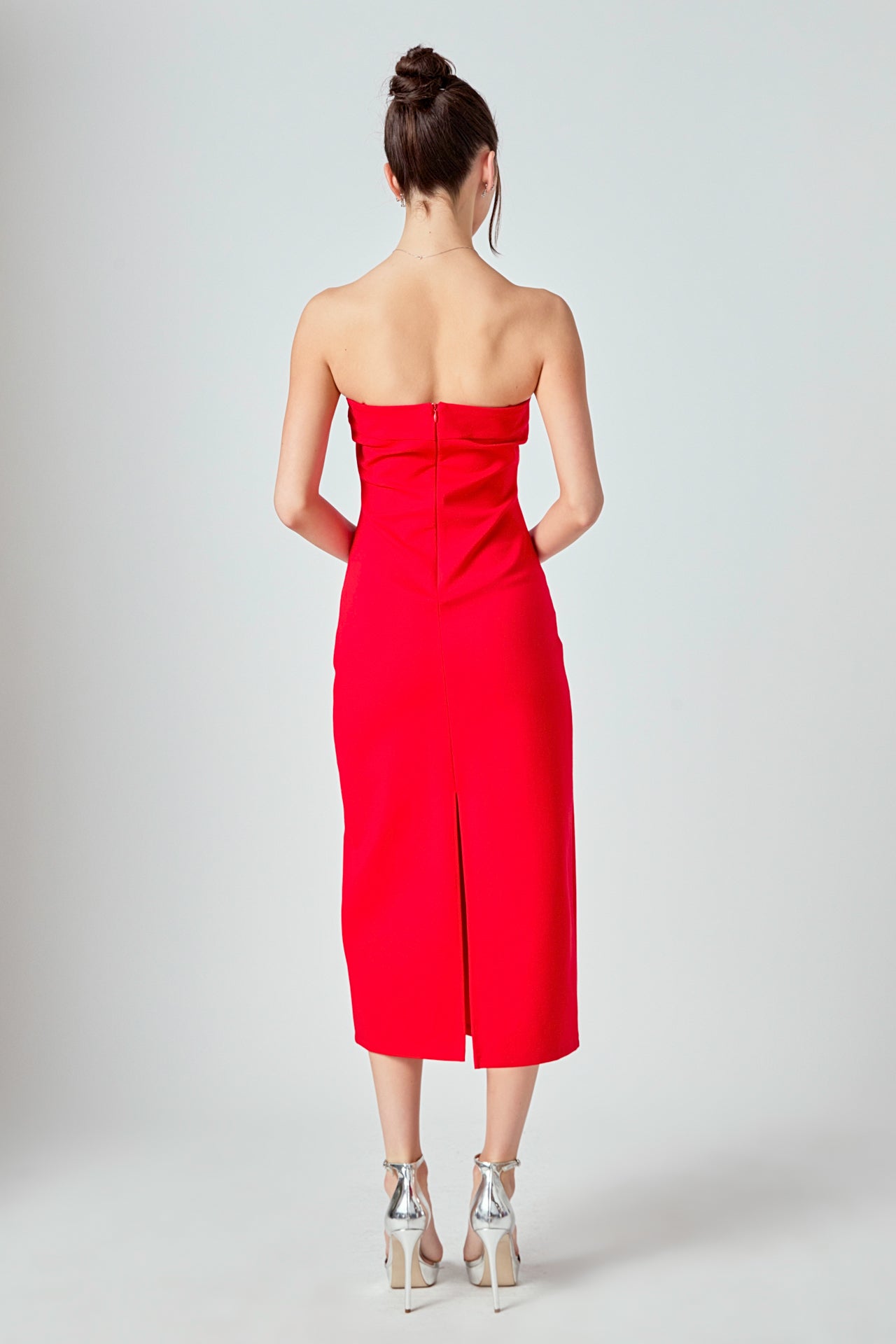 ENDLESS ROSE - Strapless Bow Midi Dress - DRESSES available at Objectrare