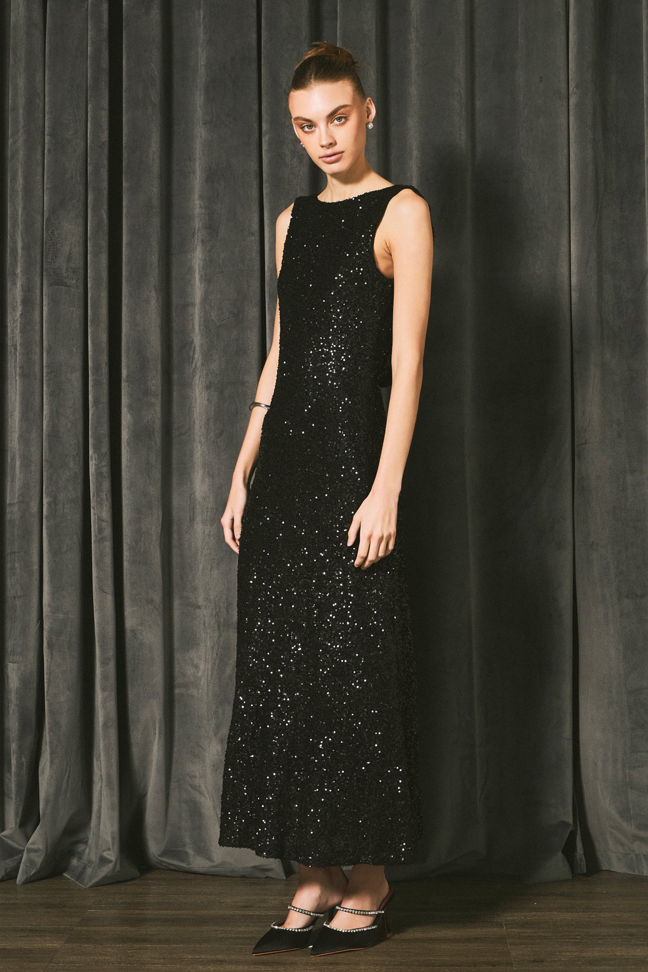 ENDLESS ROSE - Open Back Sleeveless Sequins Maxi Dress - DRESSES available at Objectrare