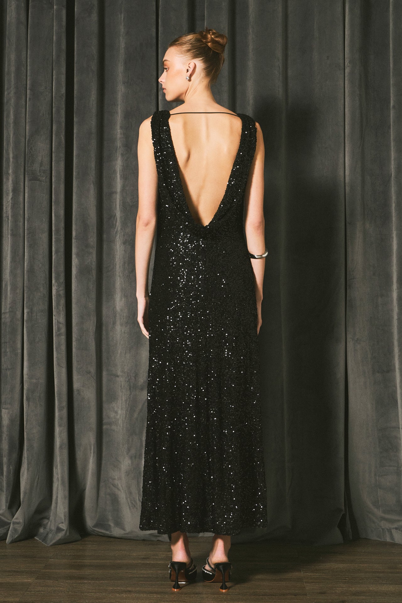 ENDLESS ROSE - Open Back Sleeveless Sequins Maxi Dress - DRESSES available at Objectrare