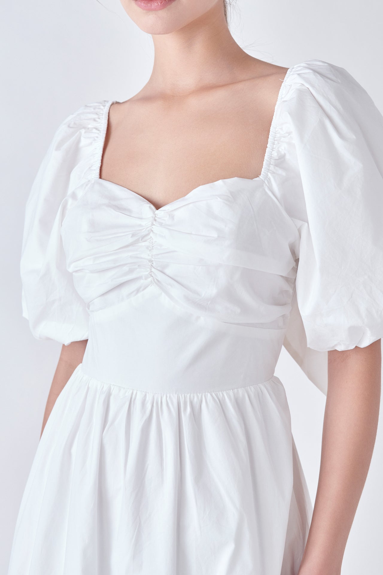 ENGLISH FACTORY - Puff Sleeve Back Bow Midi Dress - DRESSES available at Objectrare