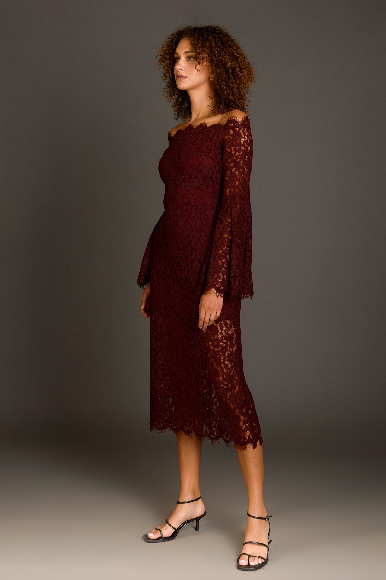 ENDLESS ROSE - Off Shoulder Lace Maxi Dress - DRESSES available at Objectrare