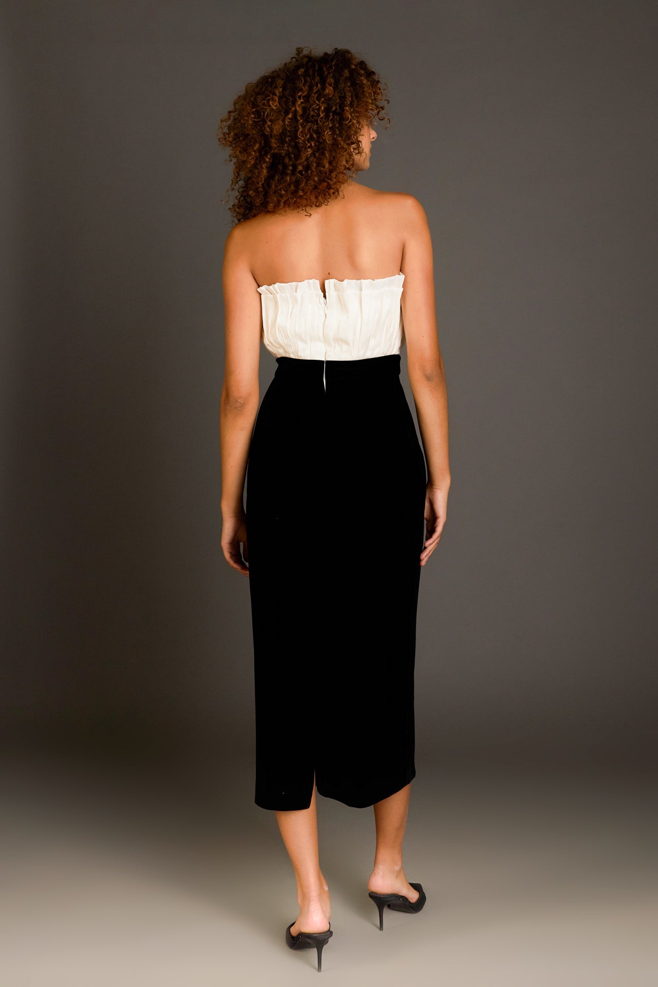 ENDLESS ROSE - Mix Media Velvet Strapless Midi Dress - DRESSES available at Objectrare