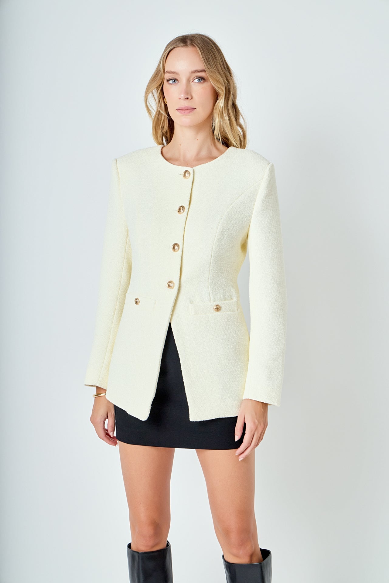 ENDLESS ROSE - Tweed Buttoned Vest - JACKETS available at Objectrare