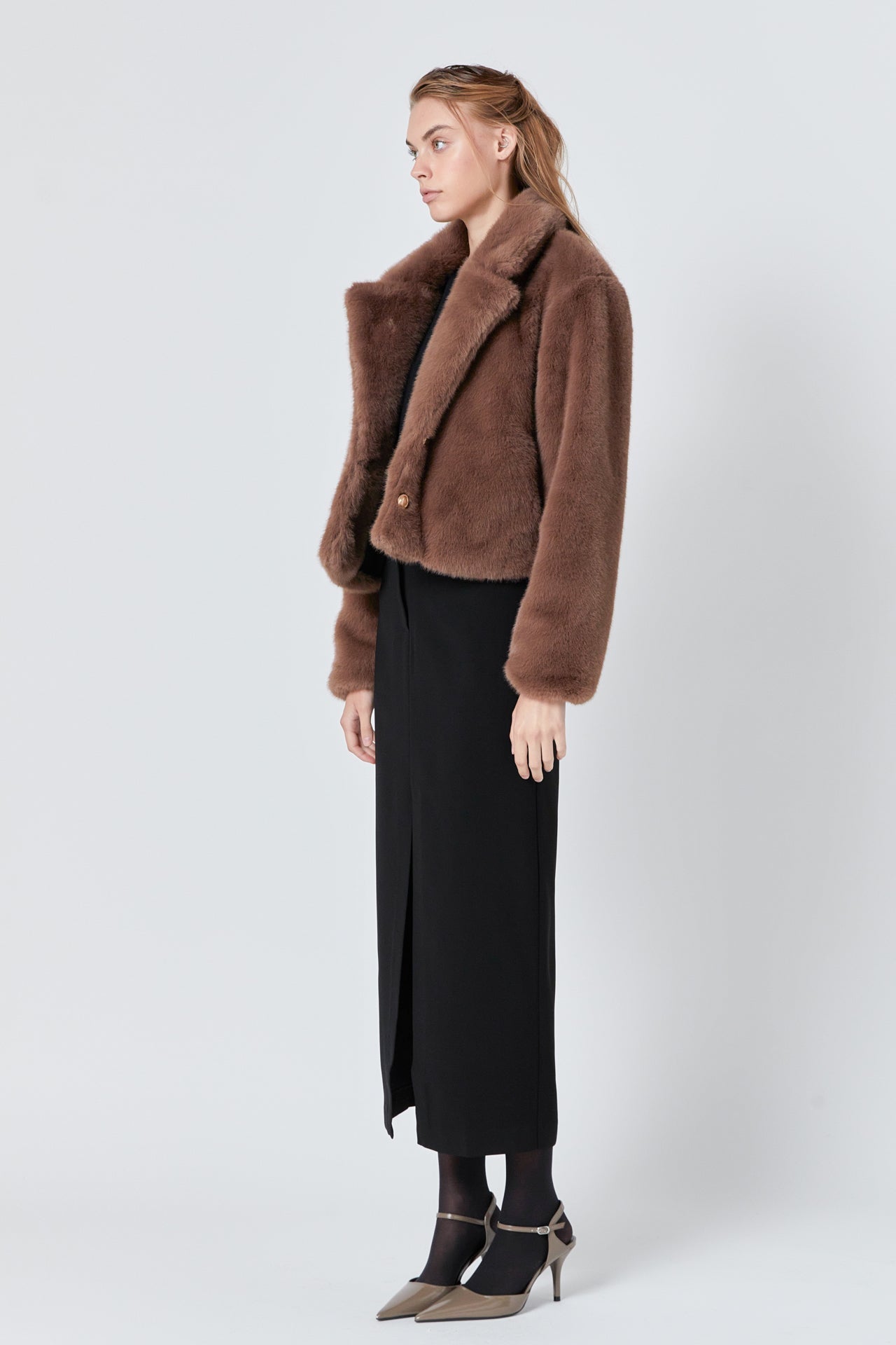 ENDLESS ROSE - Faux Fur Buttoned Jacket - OUTERWEAR available at Objectrare