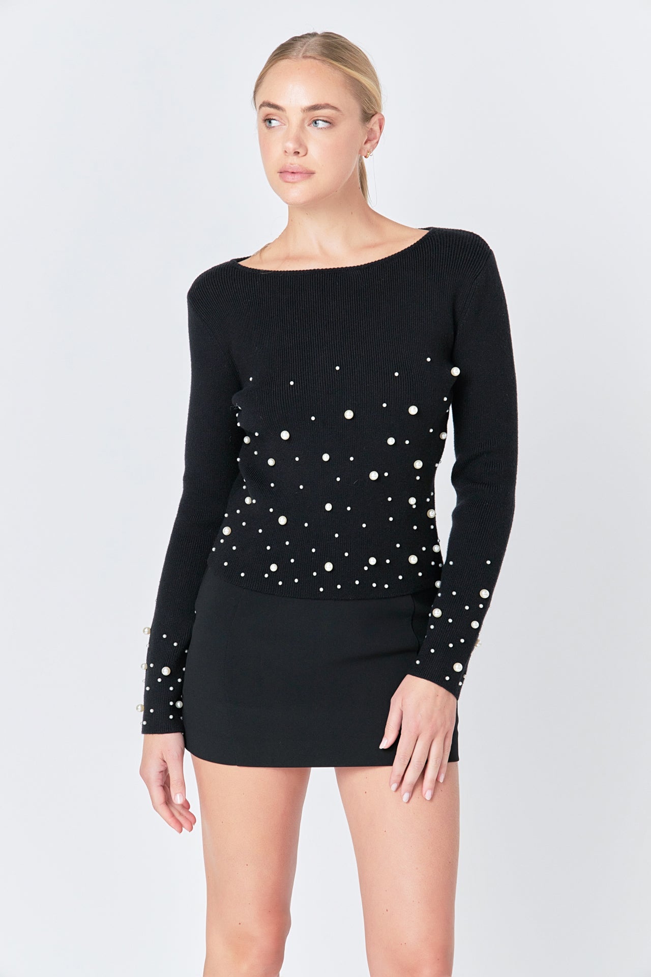 ENDLESS ROSE - Pearl Embellished Sweater - SWEATERS & KNITS available at Objectrare