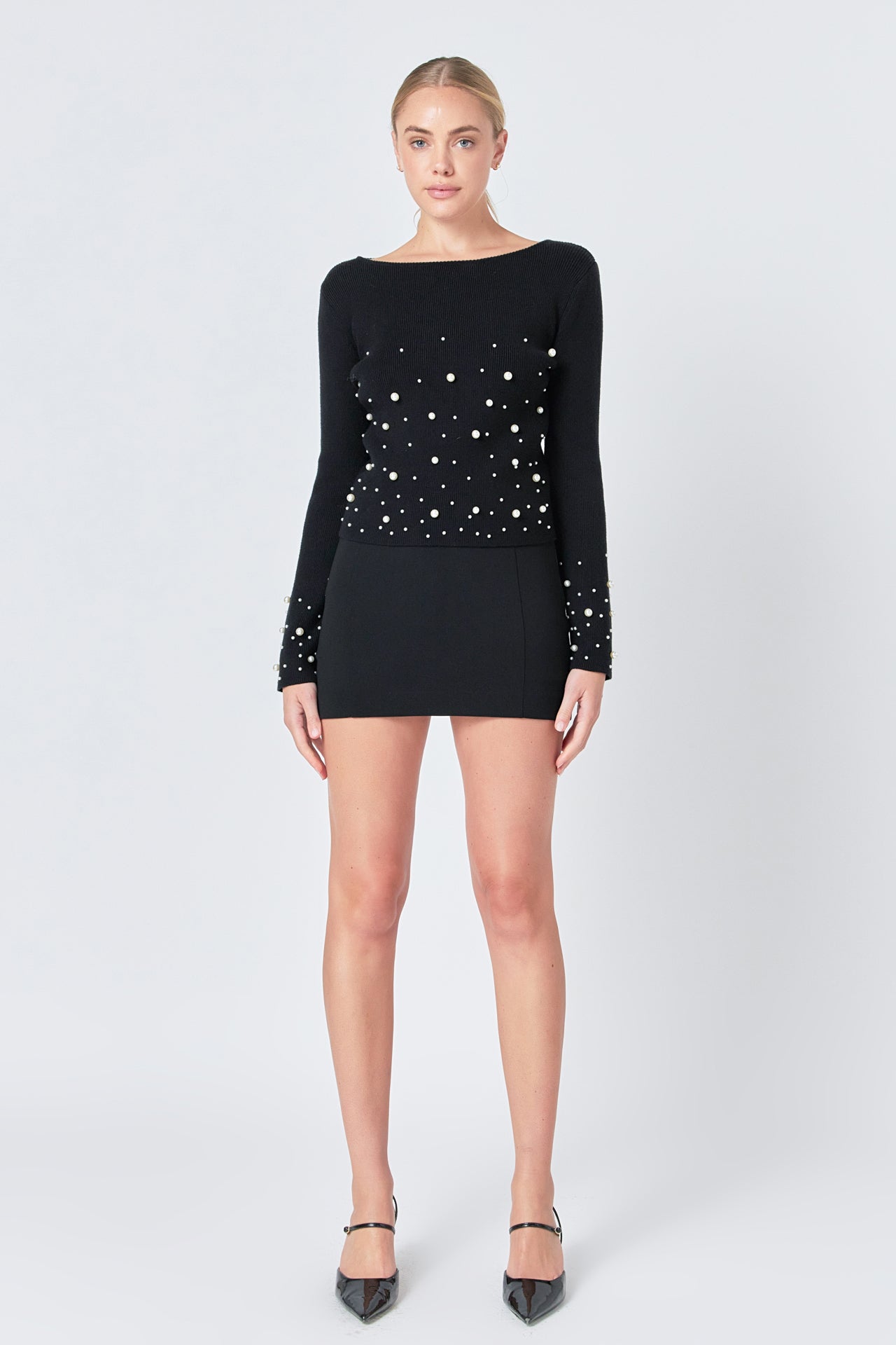 ENDLESS ROSE - Pearl Embellished Sweater - SWEATERS & KNITS available at Objectrare