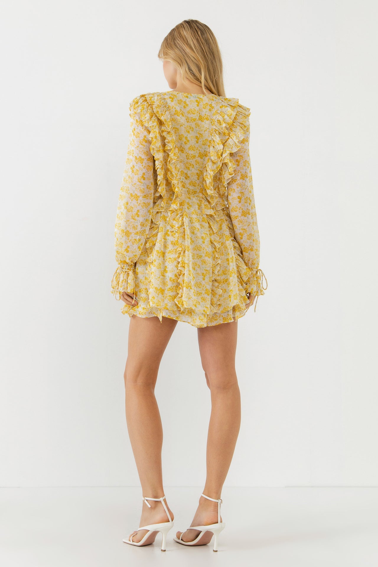 ENDLESS ROSE - Chiffon Floral Ruffled Mini Dress - DRESSES available at Objectrare