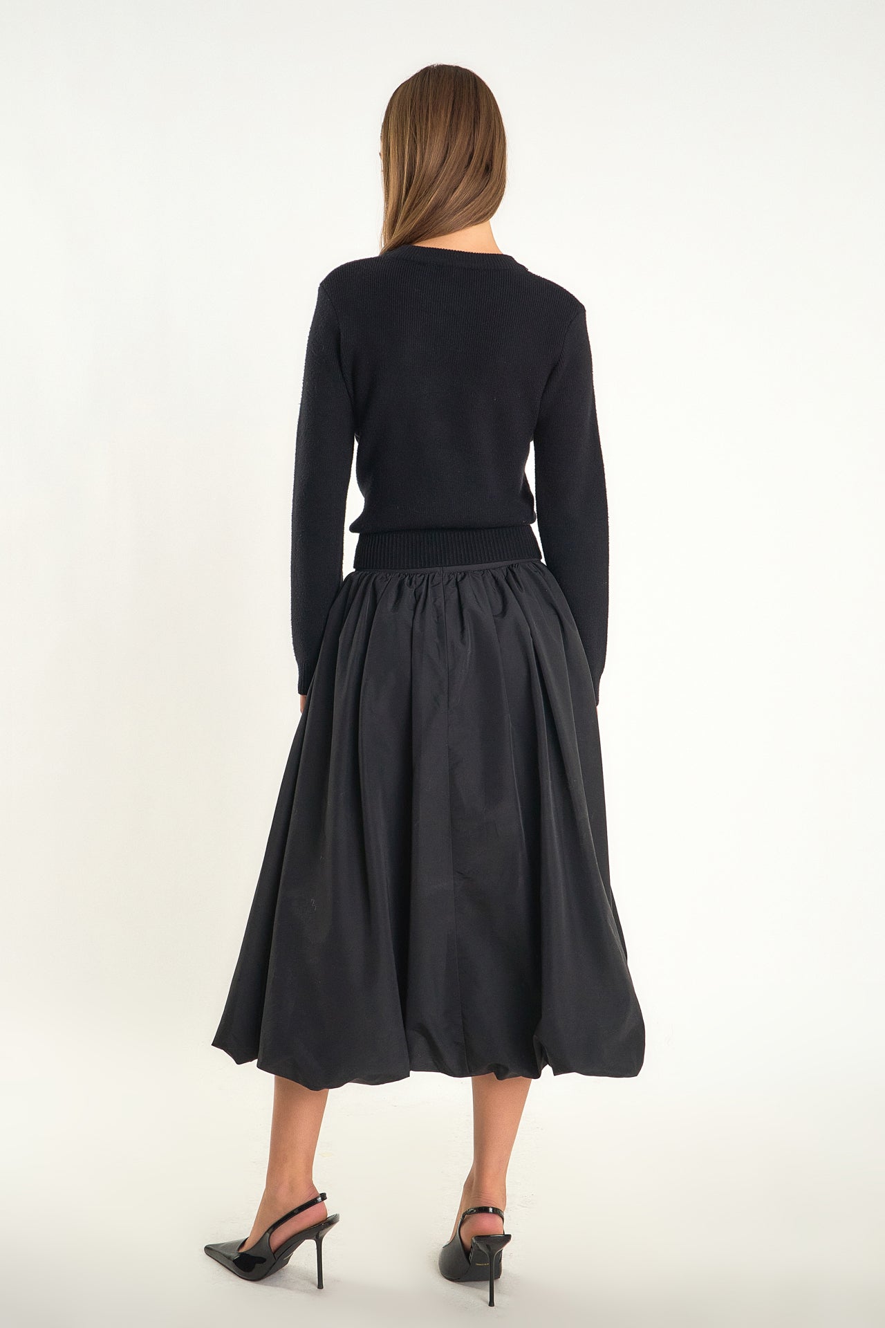 ENDLESS ROSE - Belted Blouson Midi Skirt - SKIRTS available at Objectrare