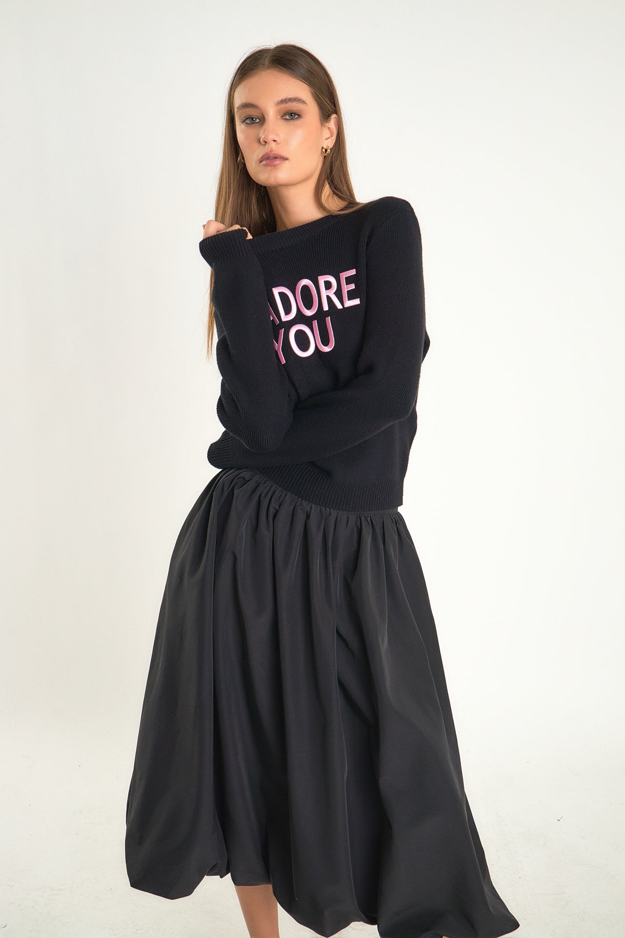 ENDLESS ROSE - Belted Blouson Midi Skirt - SKIRTS available at Objectrare
