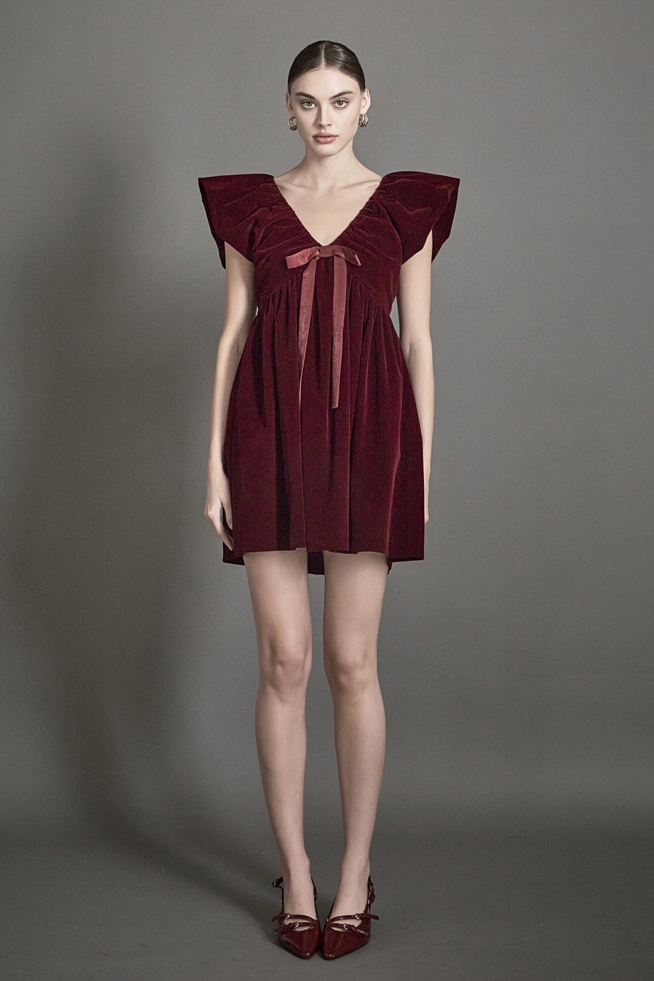 mini dress bows Velvet Satin Bow Mini Dress
