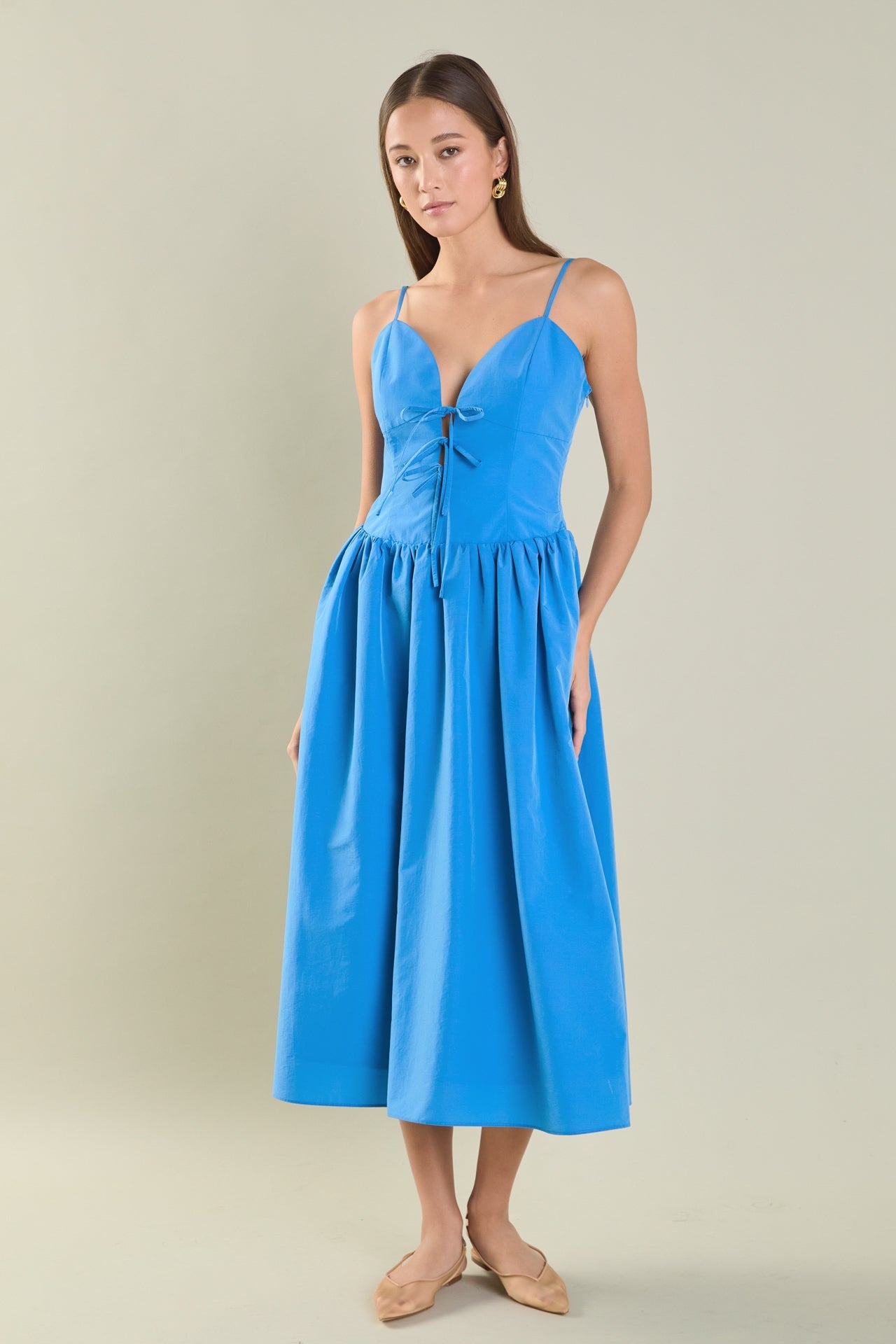 ENDLESS ROSE - Front Ties Midi Dress - DRESSES available at Objectrare