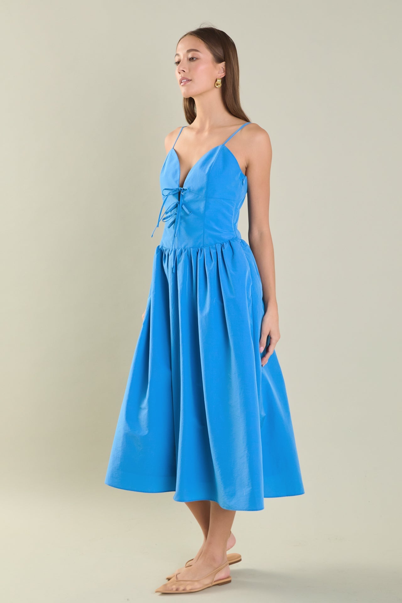 ENDLESS ROSE - Front Ties Midi Dress - DRESSES available at Objectrare