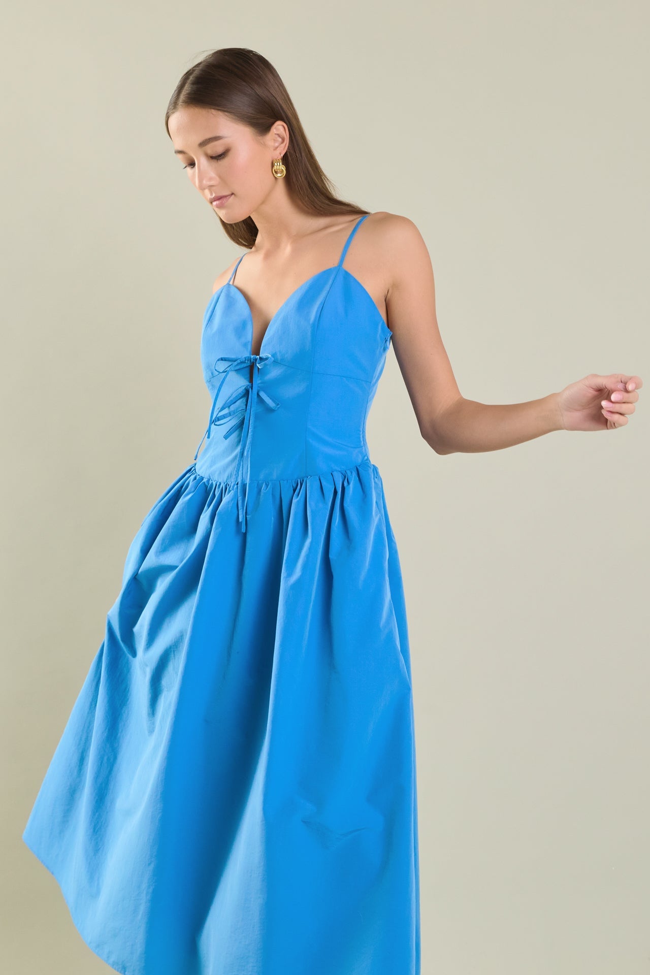 ENDLESS ROSE - Front Ties Midi Dress - DRESSES available at Objectrare