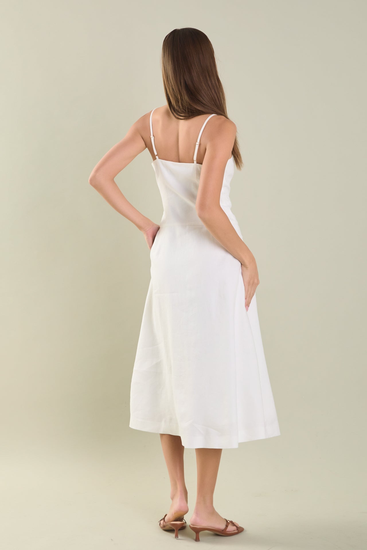 ENDLESS ROSE - Linen Buttoned Midi Dress - DRESSES available at Objectrare