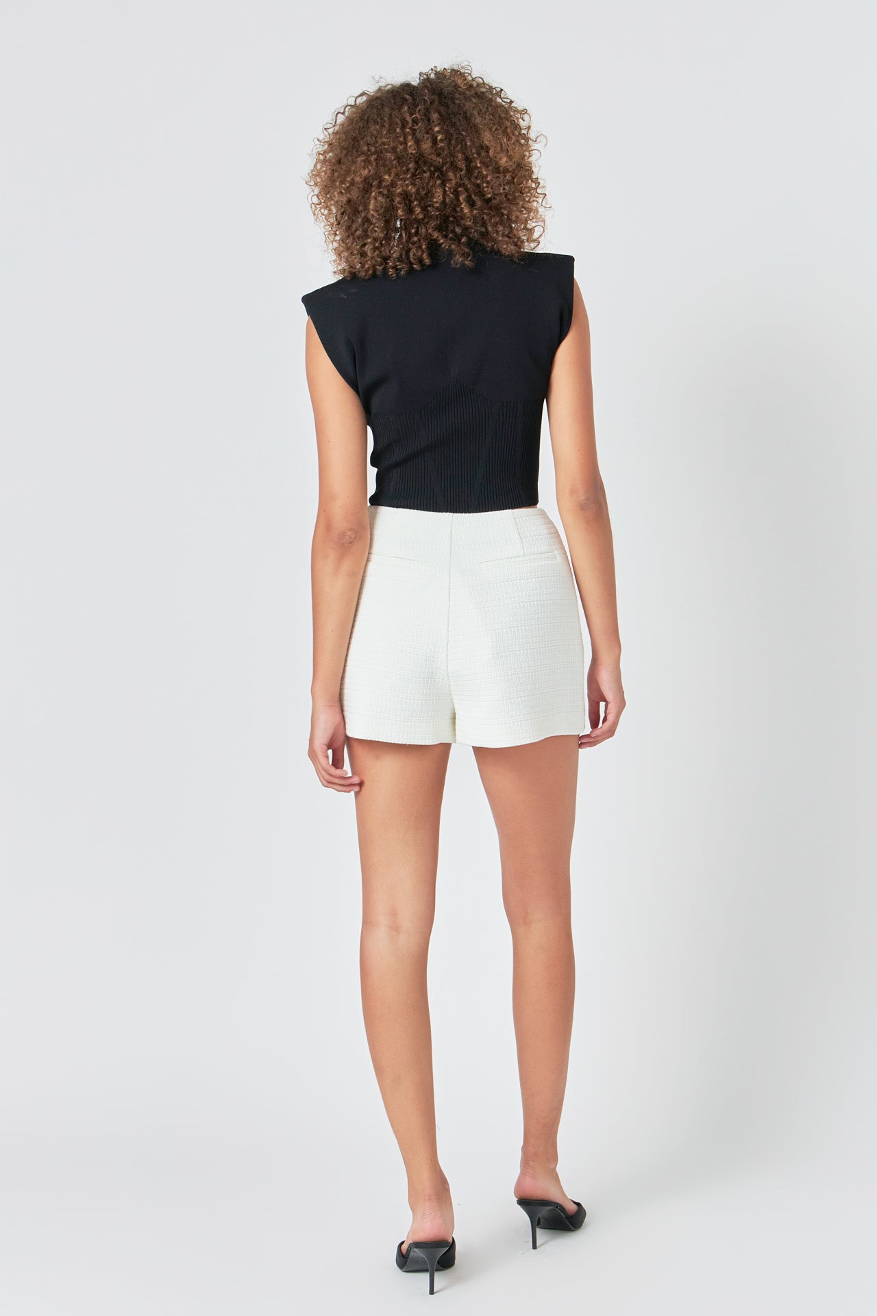 ENDLESS ROSE - Tweed High Waist Shorts - SHORTS available at Objectrare
