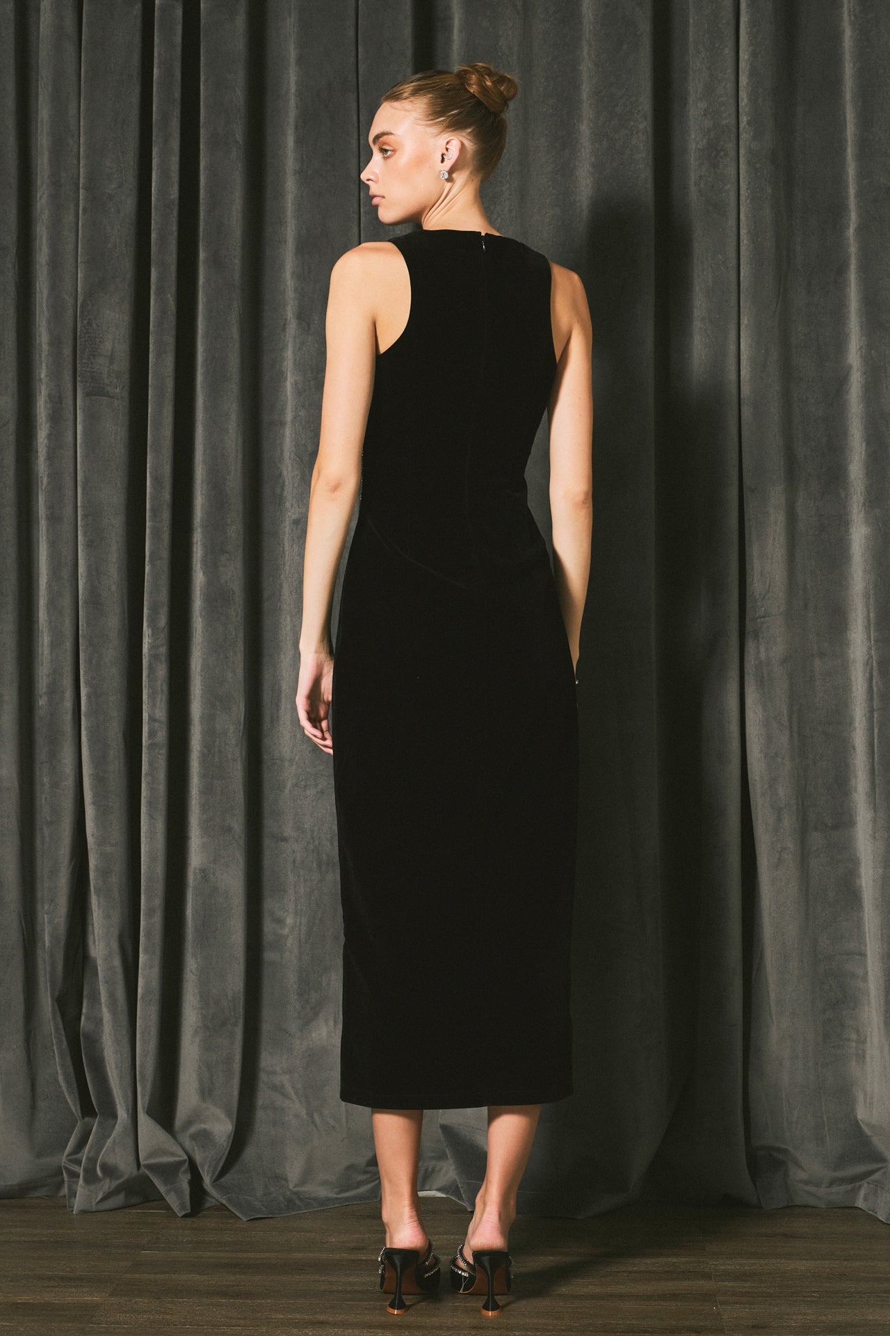 ENDLESS ROSE - Jewel Trim Maxi Velvet Dress - DRESSES available at Objectrare