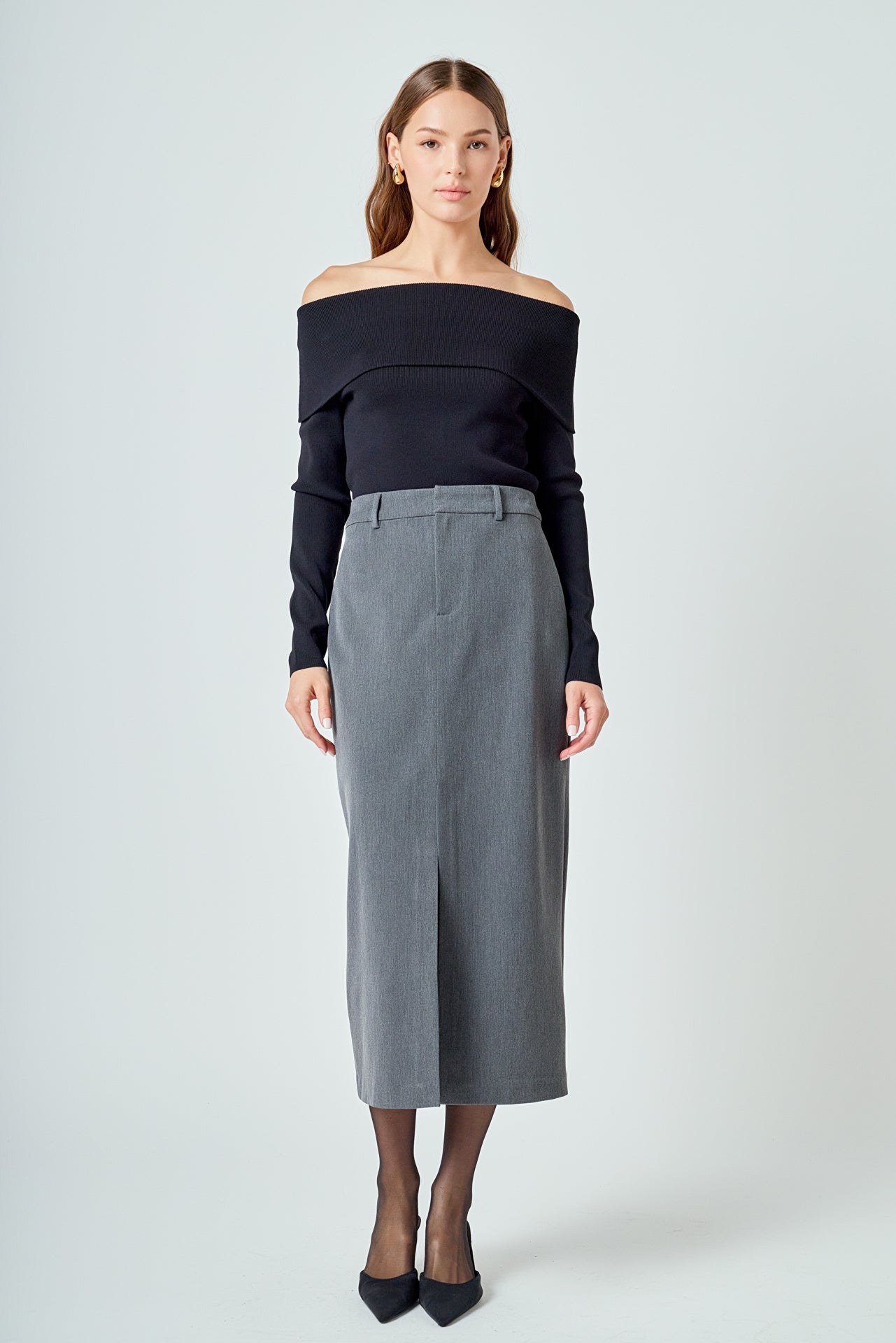 ENDLESS ROSE - Front Slit Maxi Skirt - SKIRTS available at Objectrare