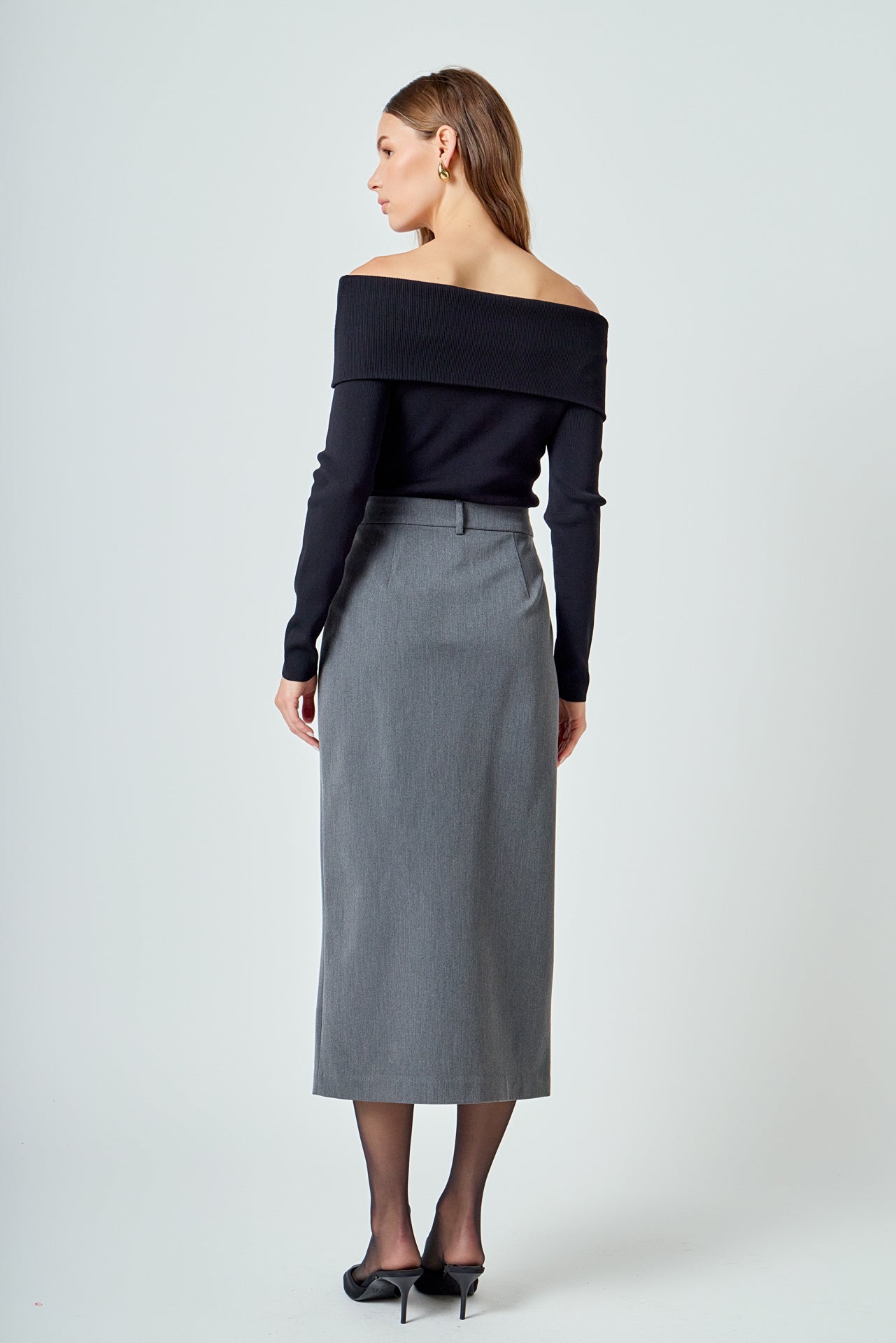 ENDLESS ROSE - Front Slit Maxi Skirt - SKIRTS available at Objectrare