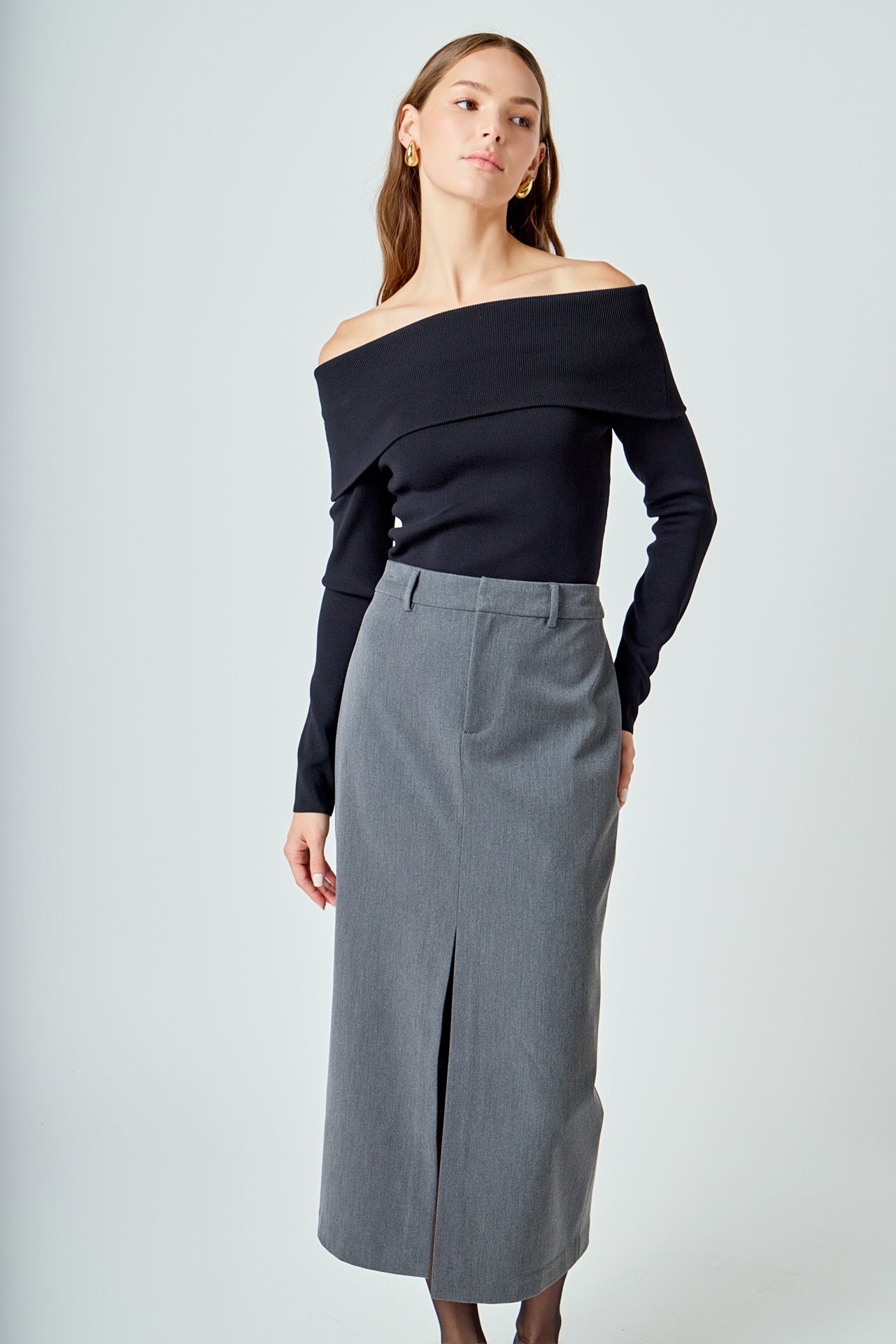 ENDLESS ROSE - Front Slit Maxi Skirt - SKIRTS available at Objectrare