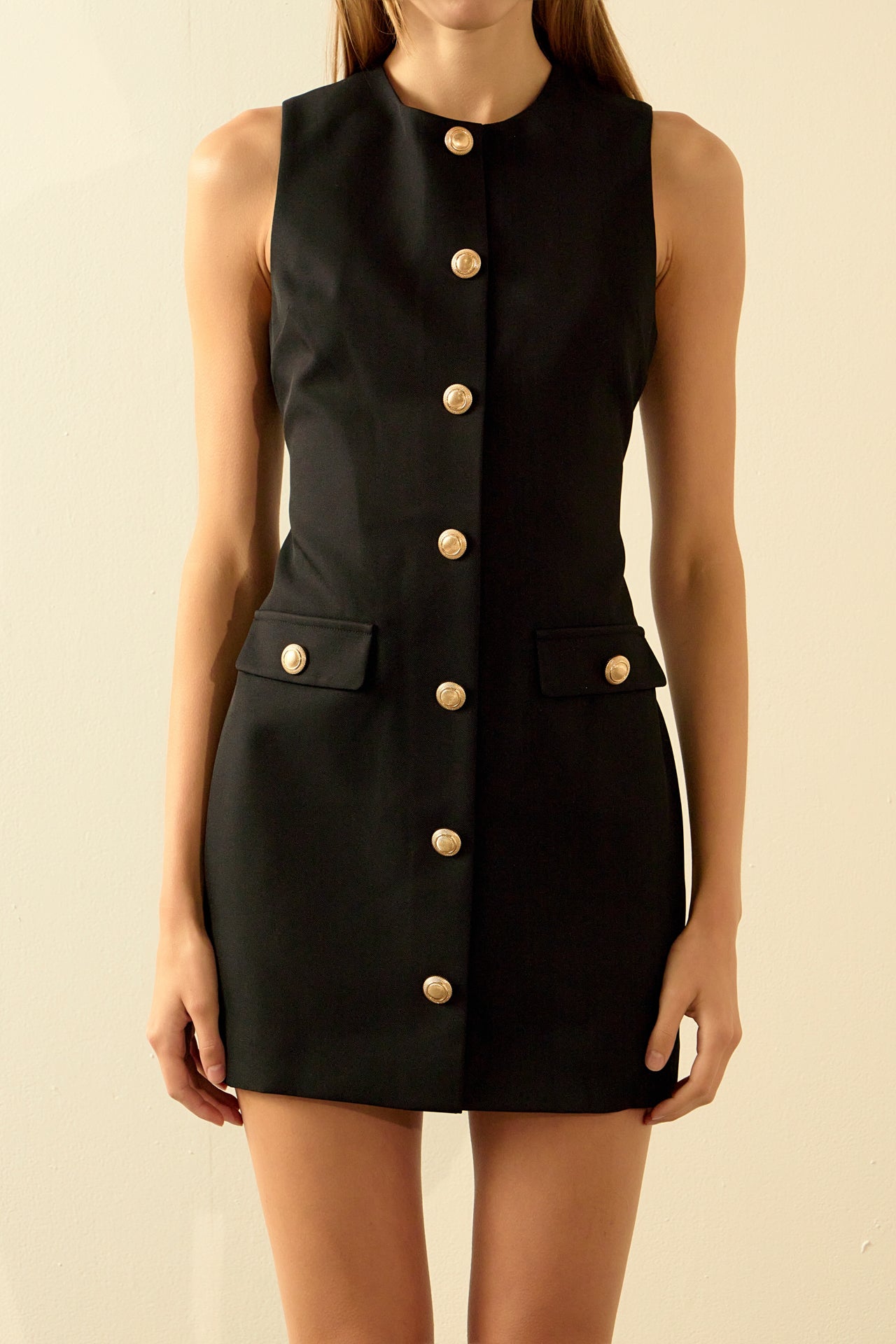ENDLESS ROSE - Classic Buttoned Mini Dress - DRESSES available at Objectrare
