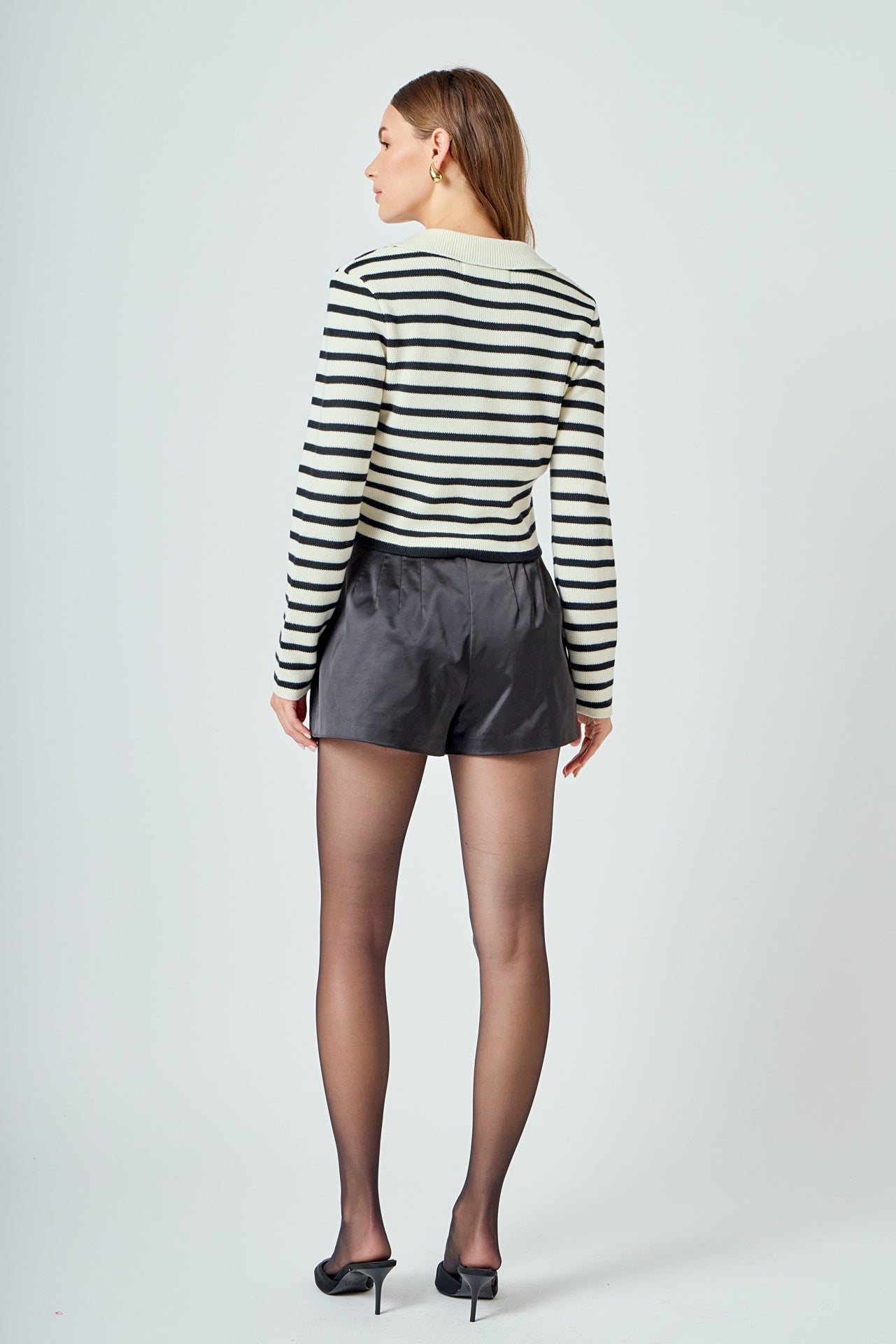 ENDLESS ROSE - Striped Knit collared Sweater - SWEATERS & KNITS available at Objectrare