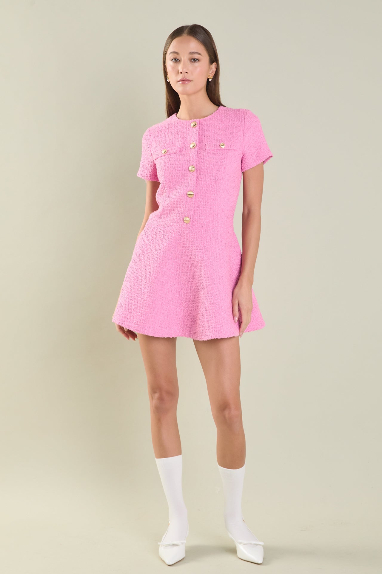 ENDLESS ROSE - Tweed A Line Mini Dress - DRESSES available at Objectrare