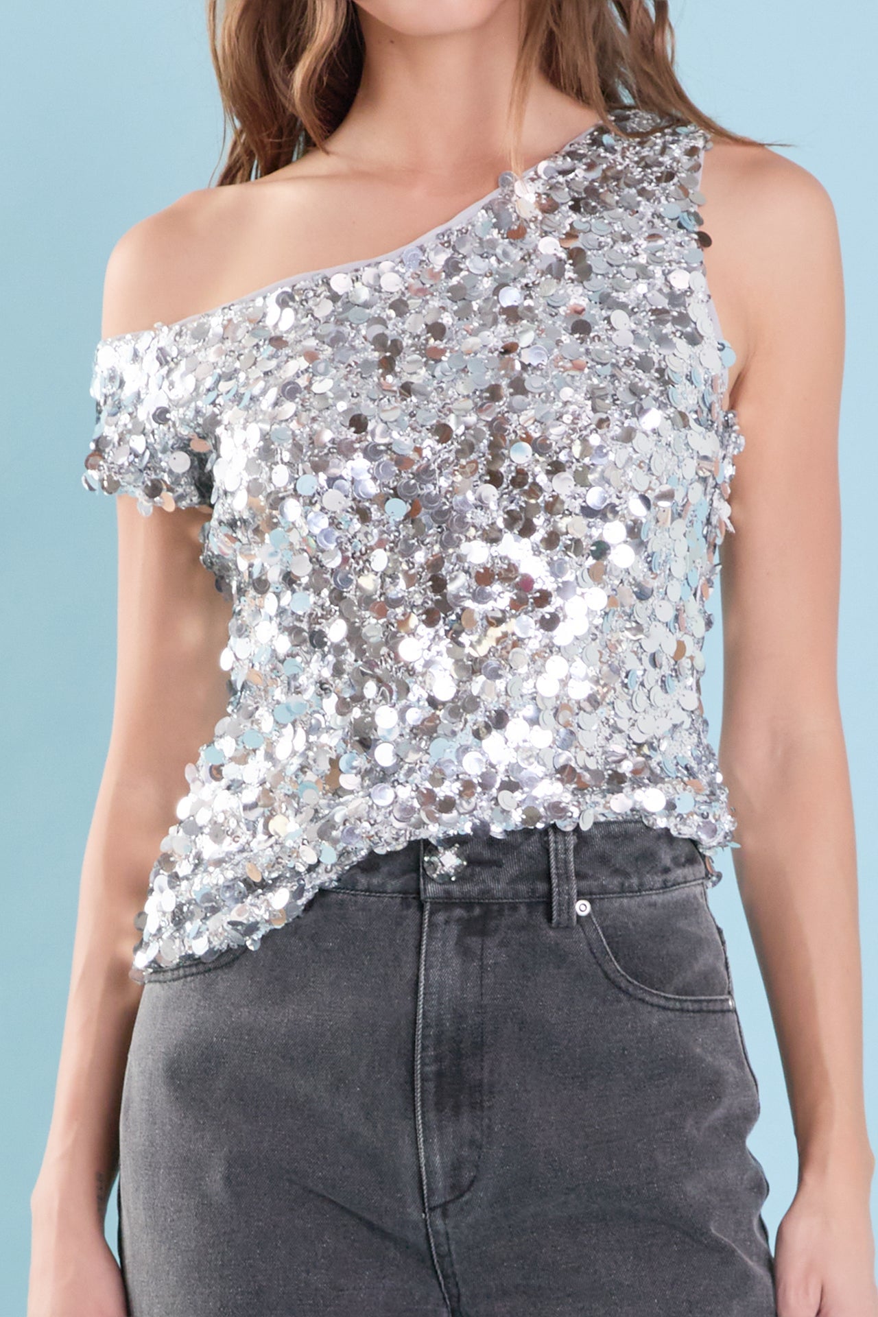 ENDLESS ROSE - Multi Sequins Sleeveless Top - TOPS available at Objectrare