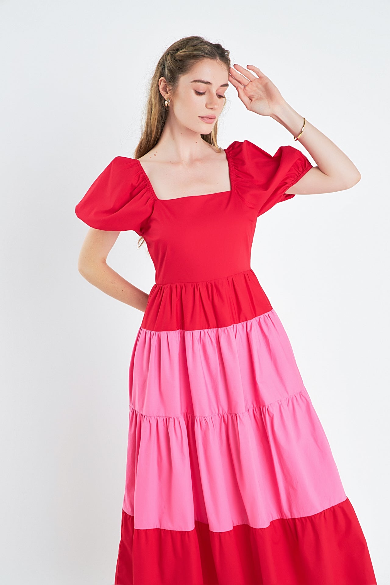 ENGLISH FACTORY - Color Block Puff Sleeve Maxi Dress - DRESSES available at Objectrare
