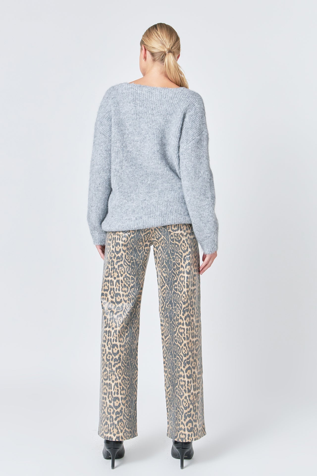 ENDLESS ROSE - Leopard Wide Leg Denim - PANTS available at Objectrare