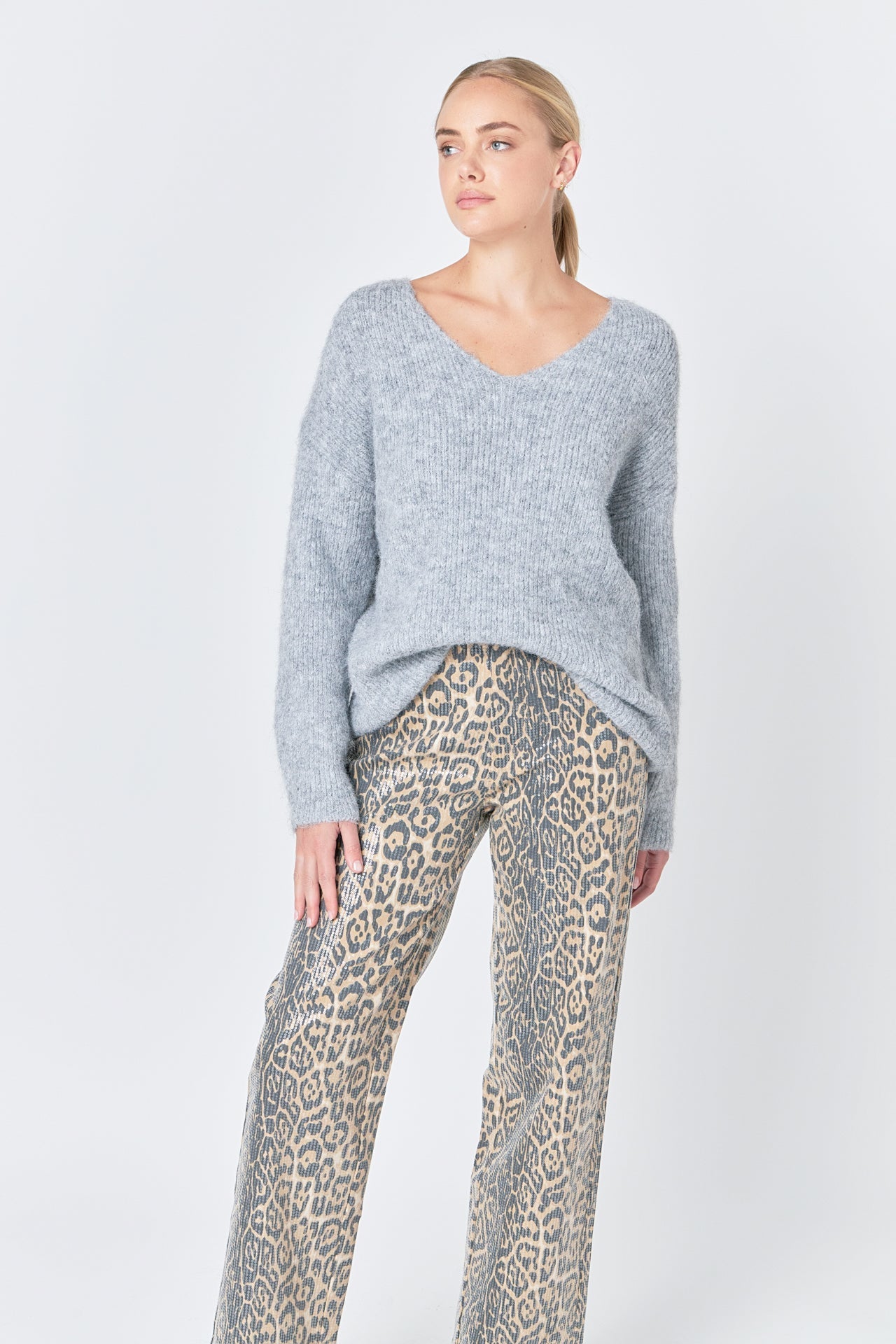 ENDLESS ROSE - Leopard Wide Leg Denim - PANTS available at Objectrare