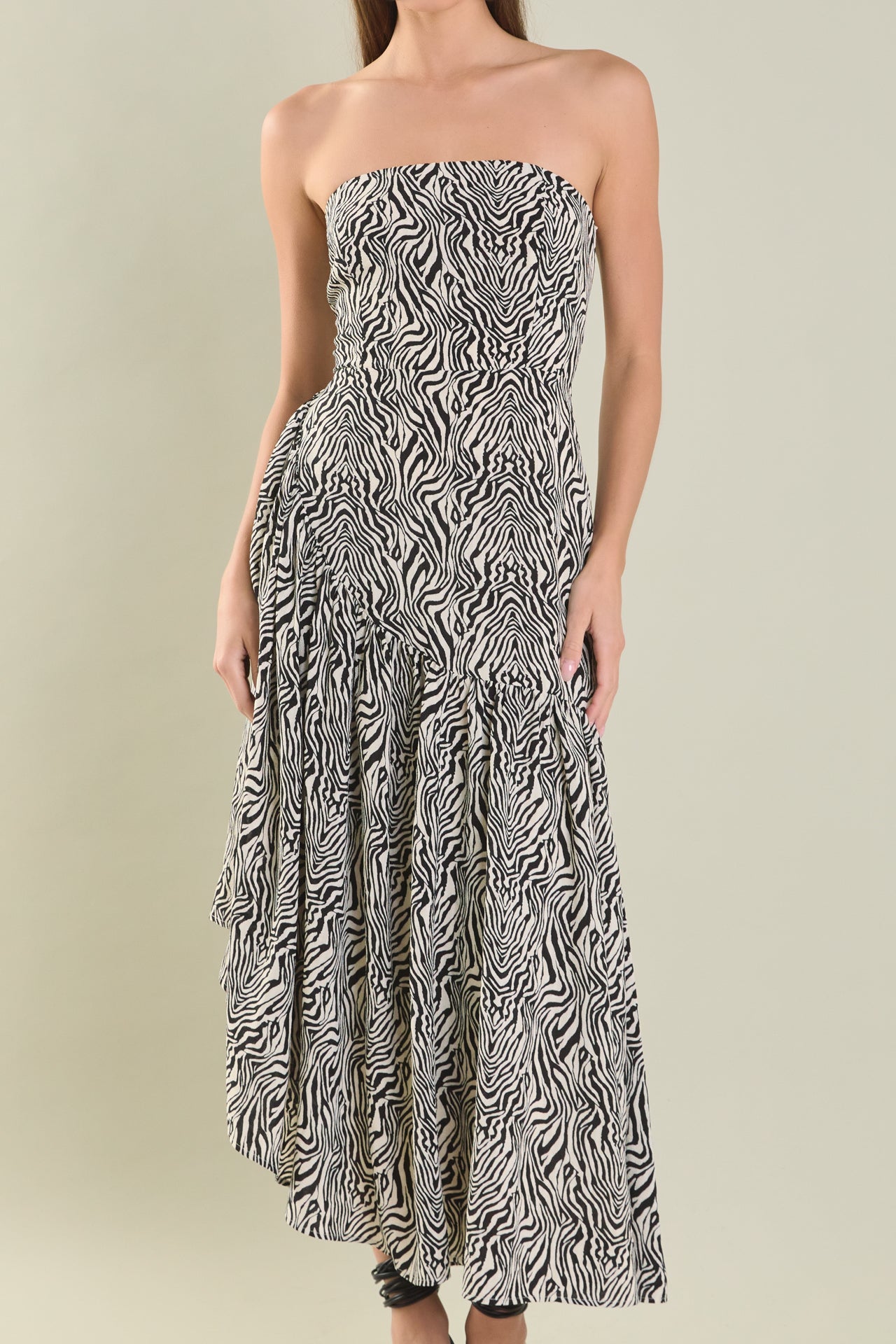 ENDLESS ROSE - Strapless Asymmetrical Maxi Dress - DRESSES available at Objectrare