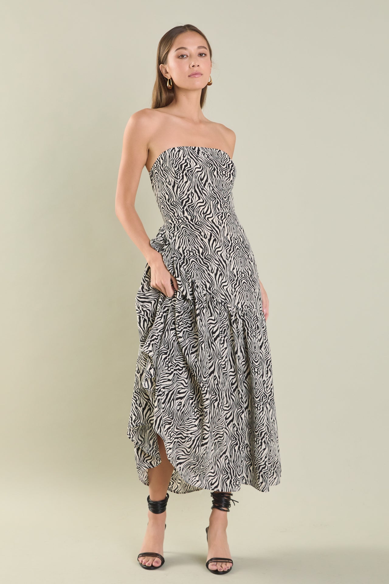 ENDLESS ROSE - Strapless Asymmetrical Maxi Dress - DRESSES available at Objectrare