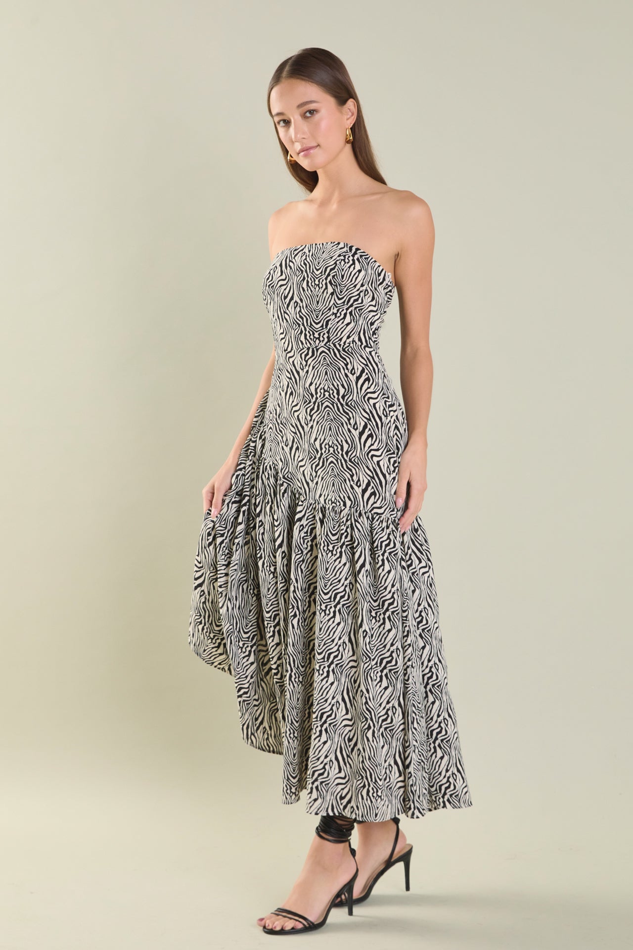 ENDLESS ROSE - Strapless Asymmetrical Maxi Dress - DRESSES available at Objectrare