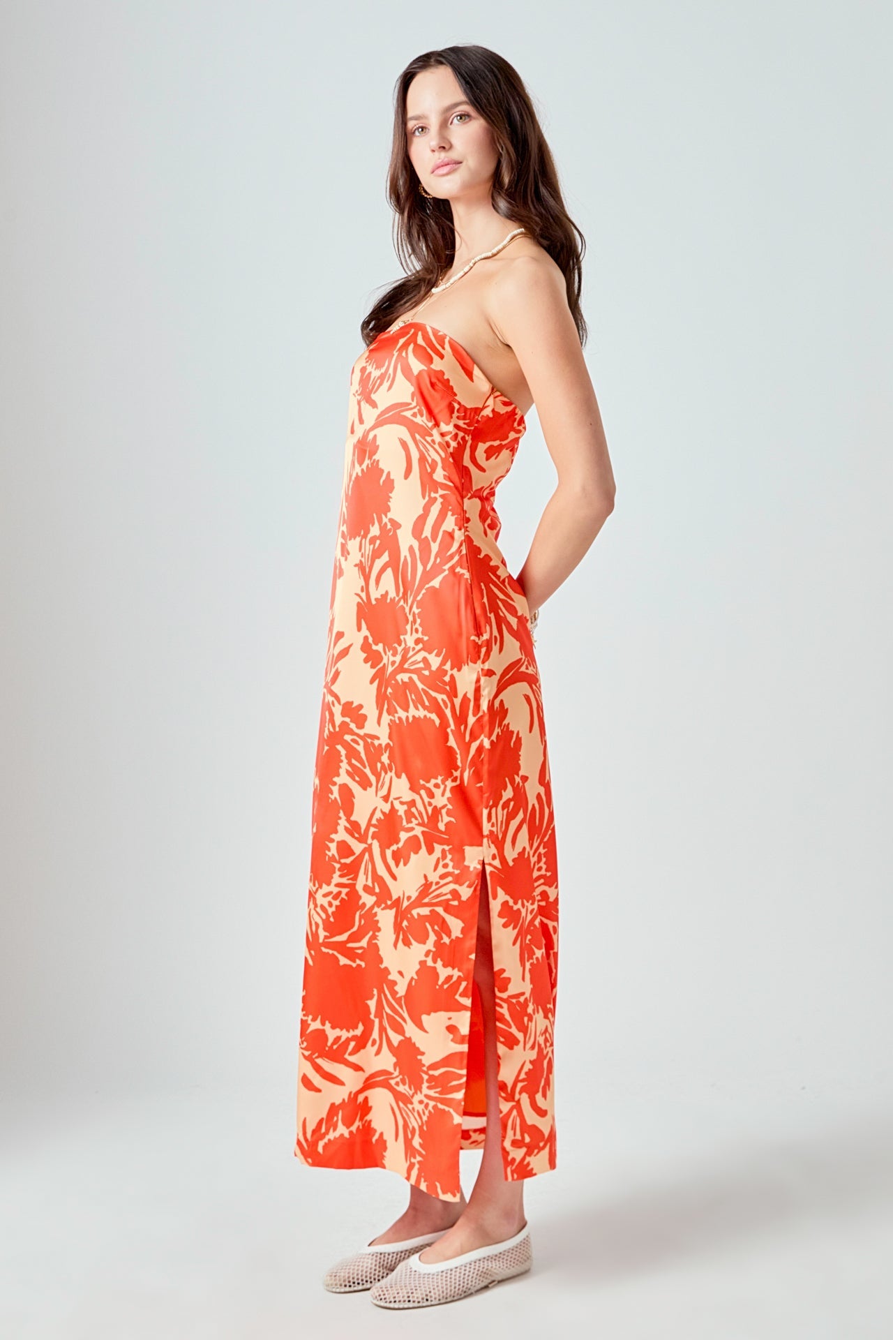 ENDLESS ROSE - Strapless Print Maxi Dress - DRESSES available at Objectrare