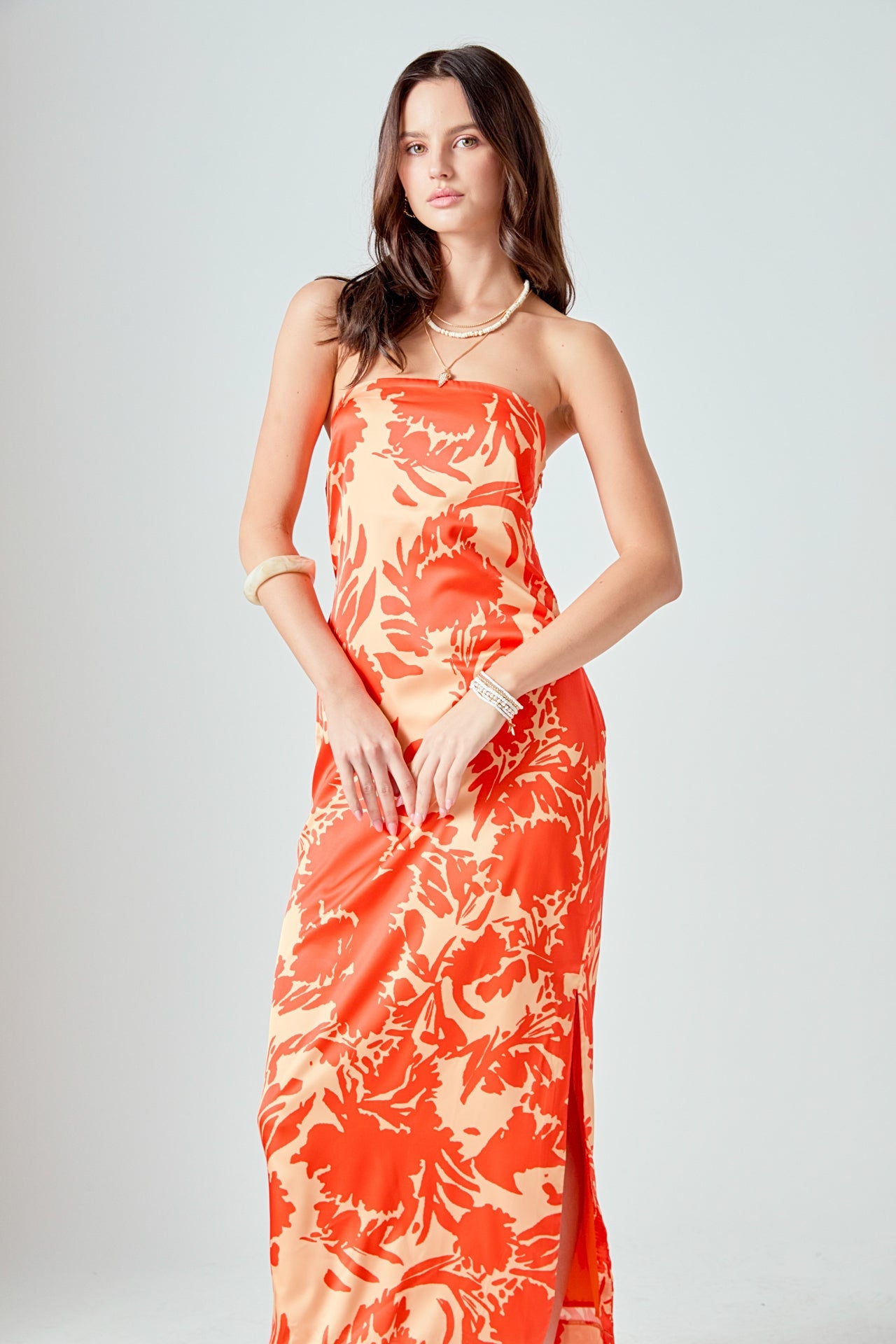 ENDLESS ROSE - Strapless Print Maxi Dress - DRESSES available at Objectrare