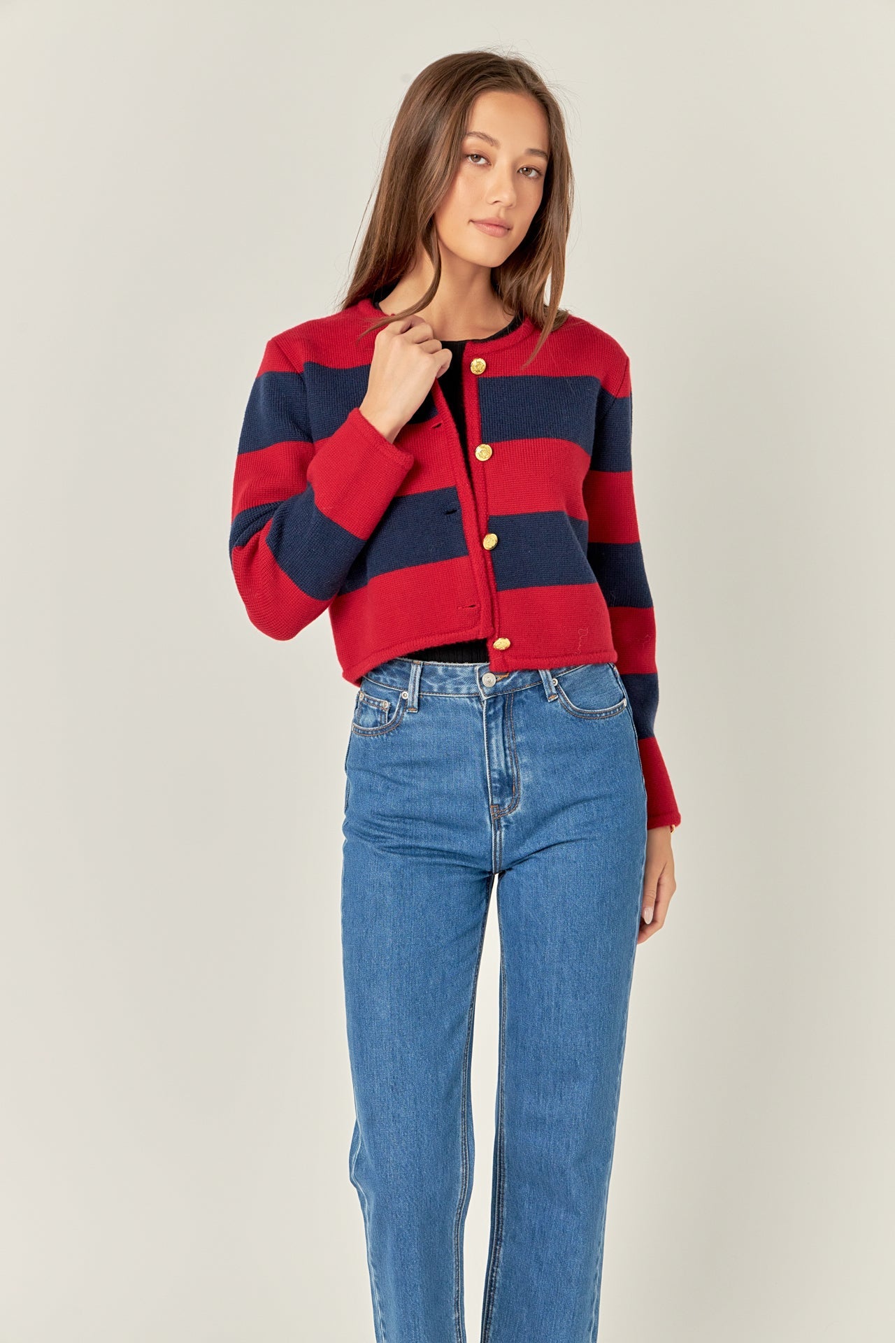 ENGLISH FACTORY - Striped Knit Cardigan - SWEATERS & KNITS available at Objectrare