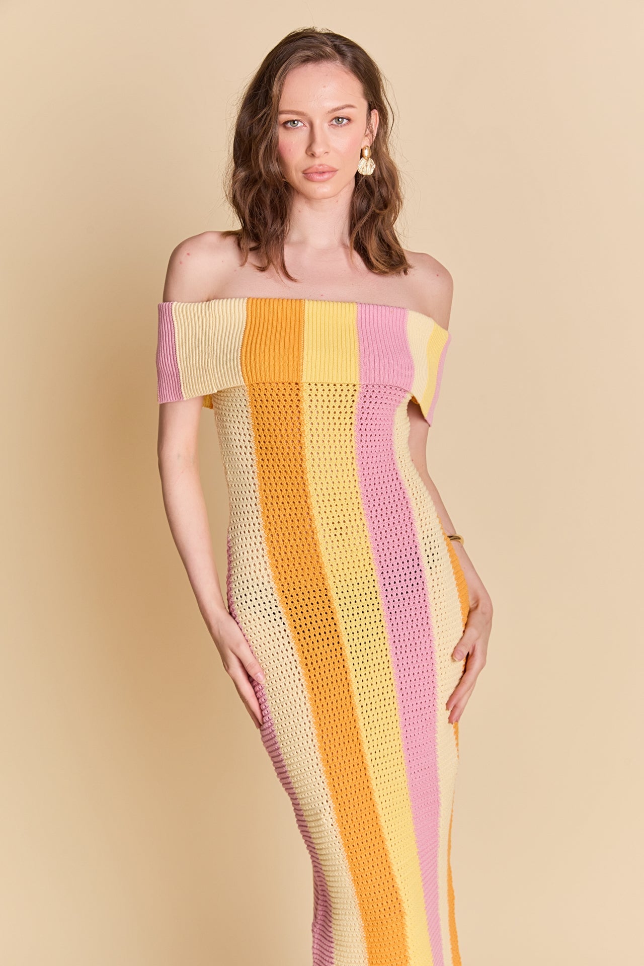 ENDLESS ROSE - Off Shoulder Sleeveless Midi Dress - DRESSES available at Objectrare