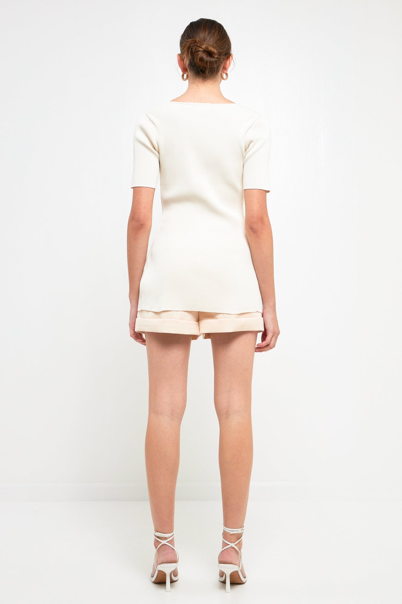 ENDLESS ROSE - Short Sleeve Long Knit Button Up - TOPS available at Objectrare