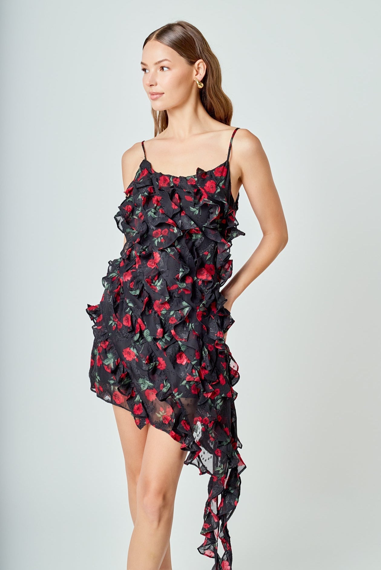 ENDLESS ROSE - Print Ruffled maxi Dress - DRESSES available at Objectrare