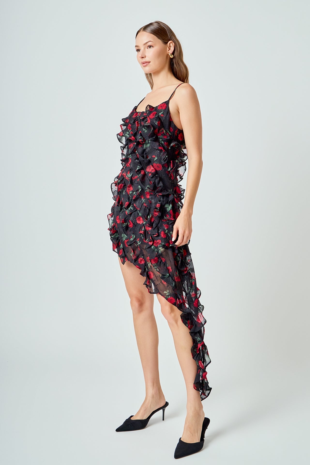 ENDLESS ROSE - Print Ruffled maxi Dress - DRESSES available at Objectrare