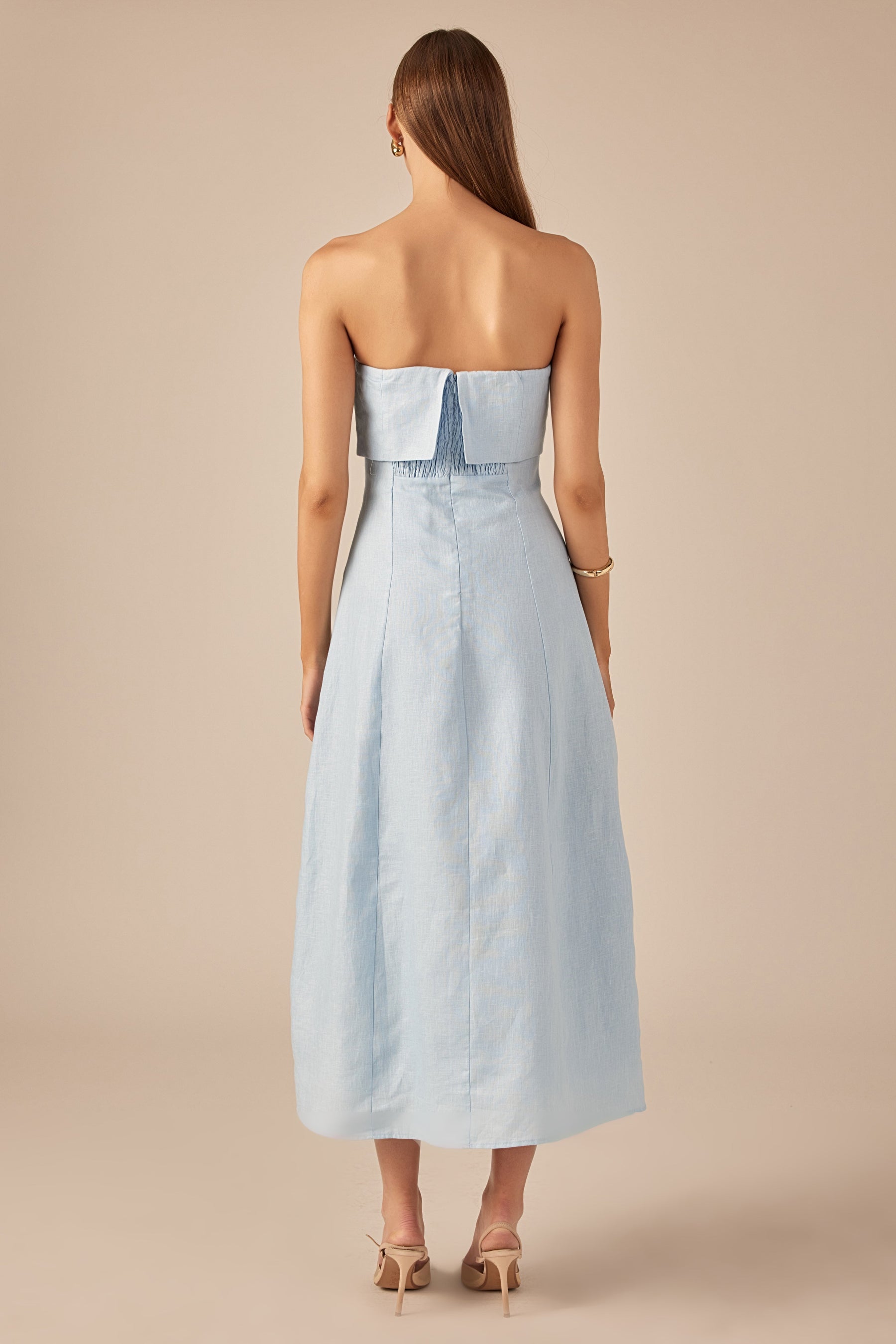 ENDLESS ROSE - Lucia Folded Strapless Linen Maxi Dress - DRESSES available at Objectrare