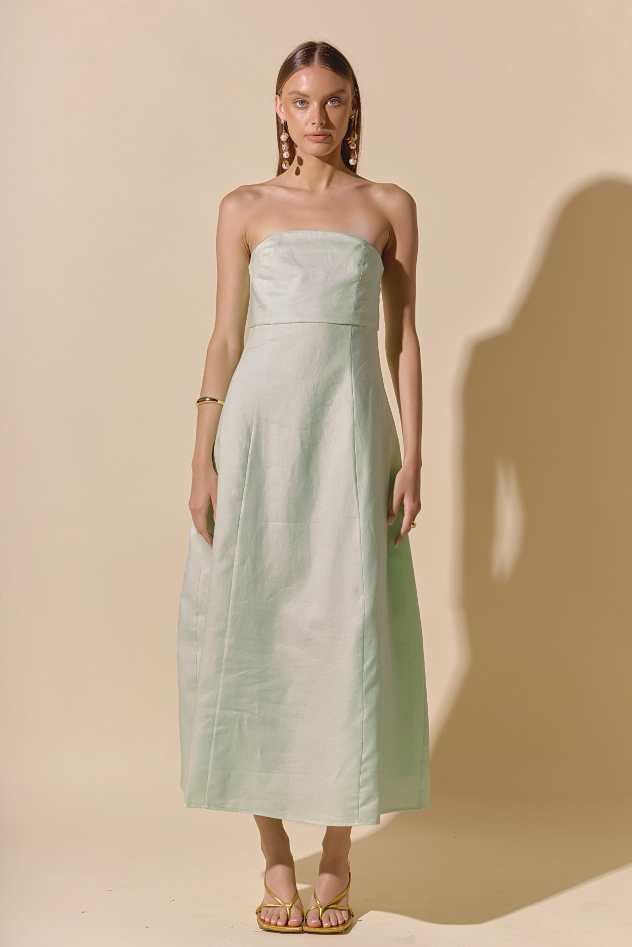 ENDLESS ROSE - Lucia Folded Strapless Linen Maxi Dress - DRESSES available at Objectrare