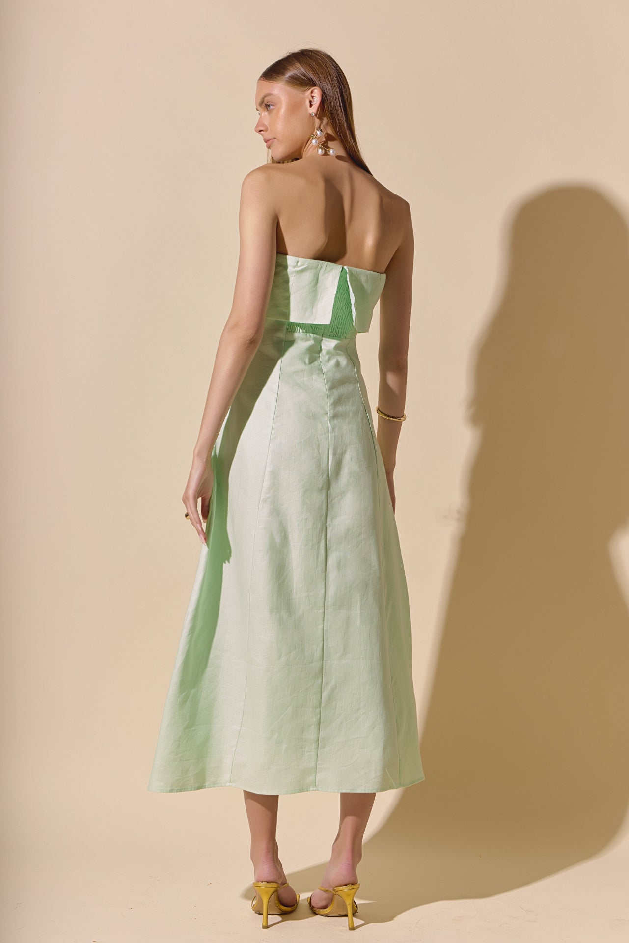 ENDLESS ROSE - Lucia Folded Strapless Linen Maxi Dress - DRESSES available at Objectrare