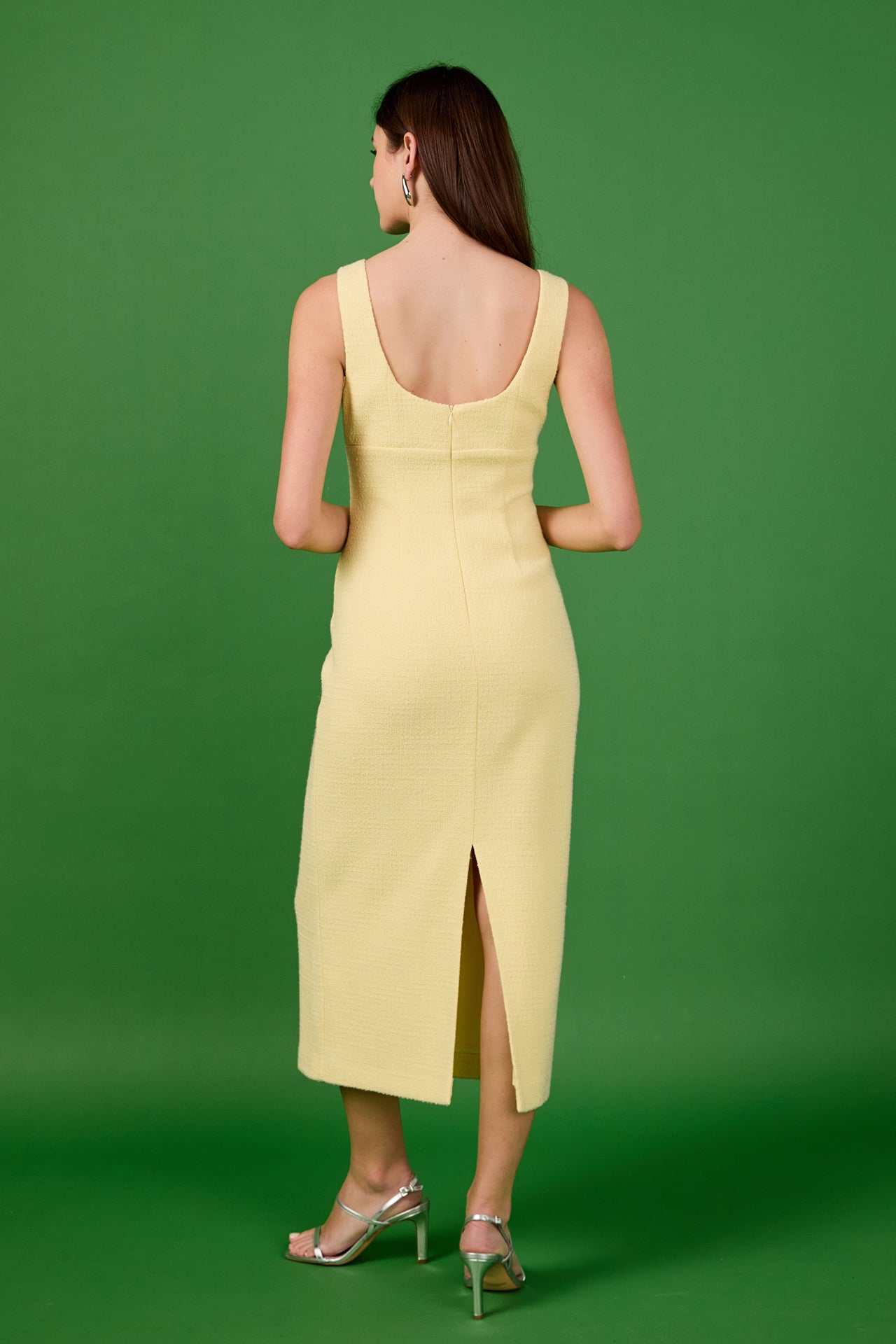 ENDLESS ROSE - Tweed Scoop Neck Midi Dress - DRESSES available at Objectrare