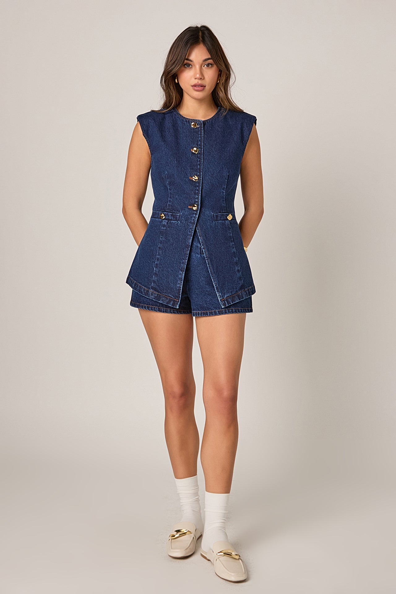 ENDLESS ROSE - Denim Short - SHORTS available at Objectrare