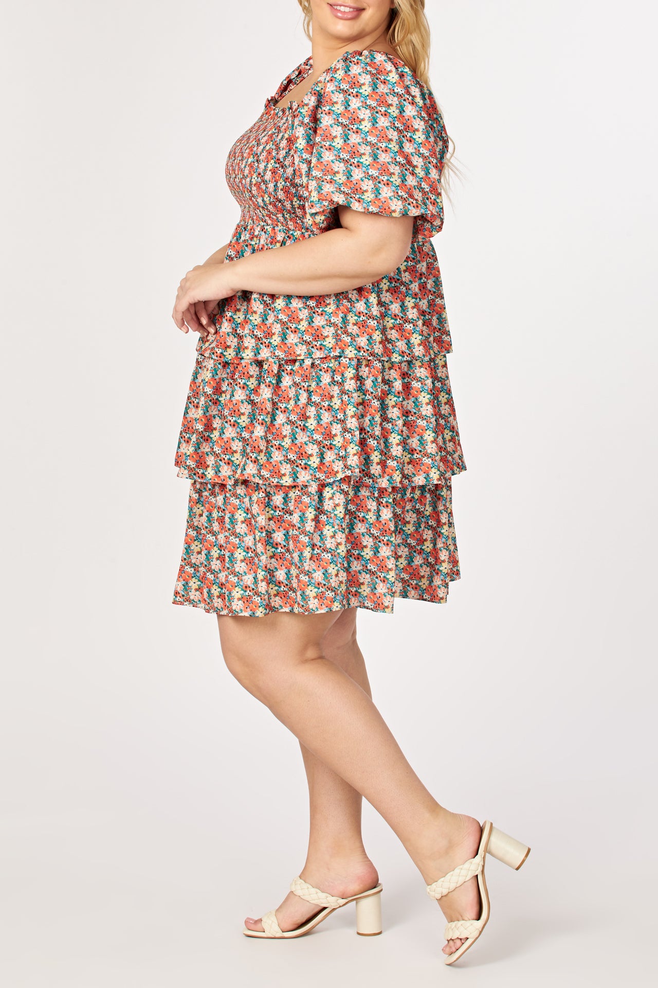 ENGLISH FACTORY - Puff Sleeve Multi Tiered Floral Dress - DRESSES available at Objectrare