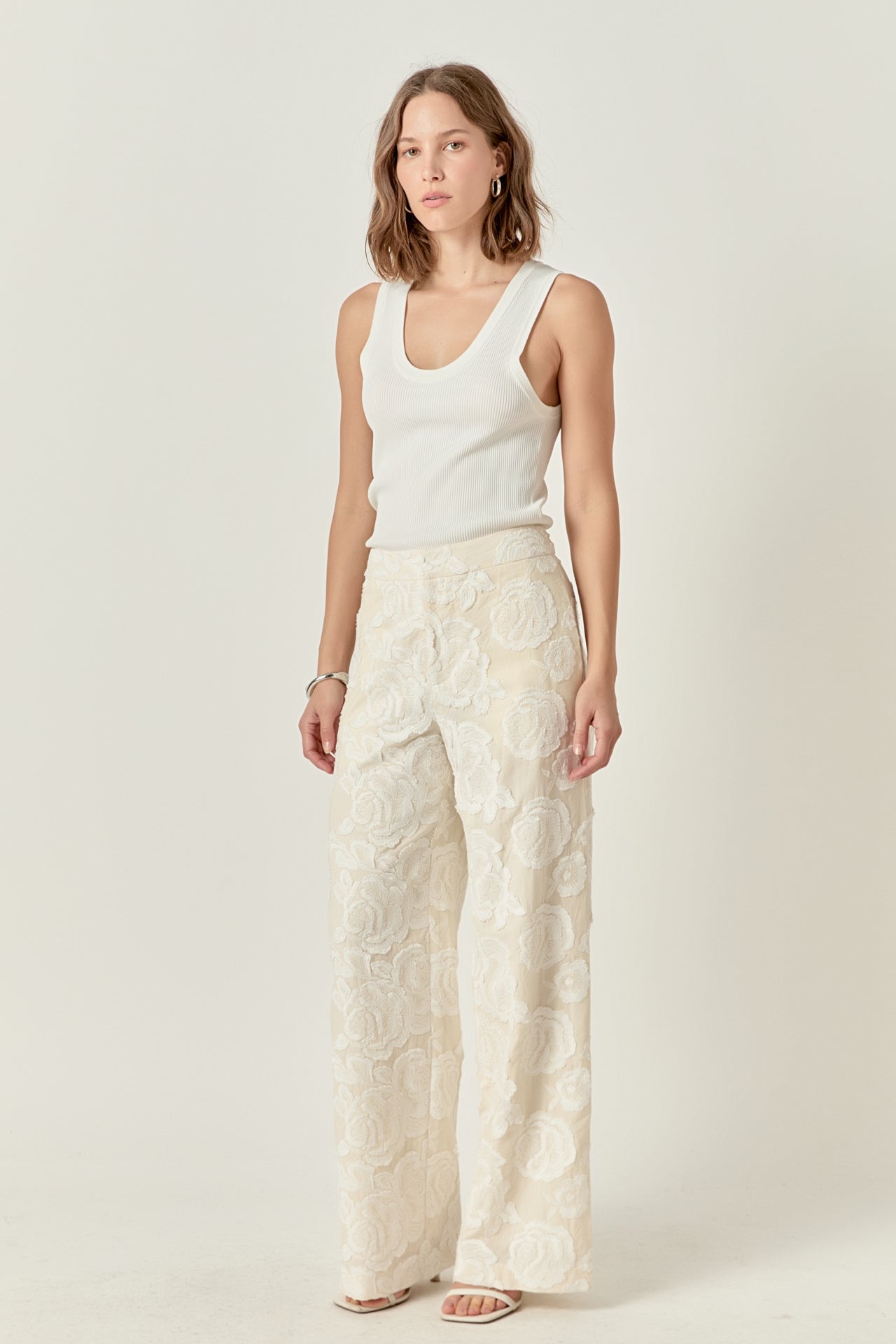 ENDLESS ROSE - Floral Embroidered Relaxed Pants - PANTS available at Objectrare