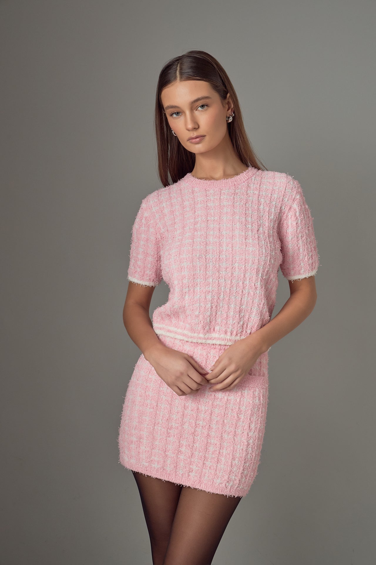 ENDLESS ROSE - Checker Knit Top - TOPS available at Objectrare
