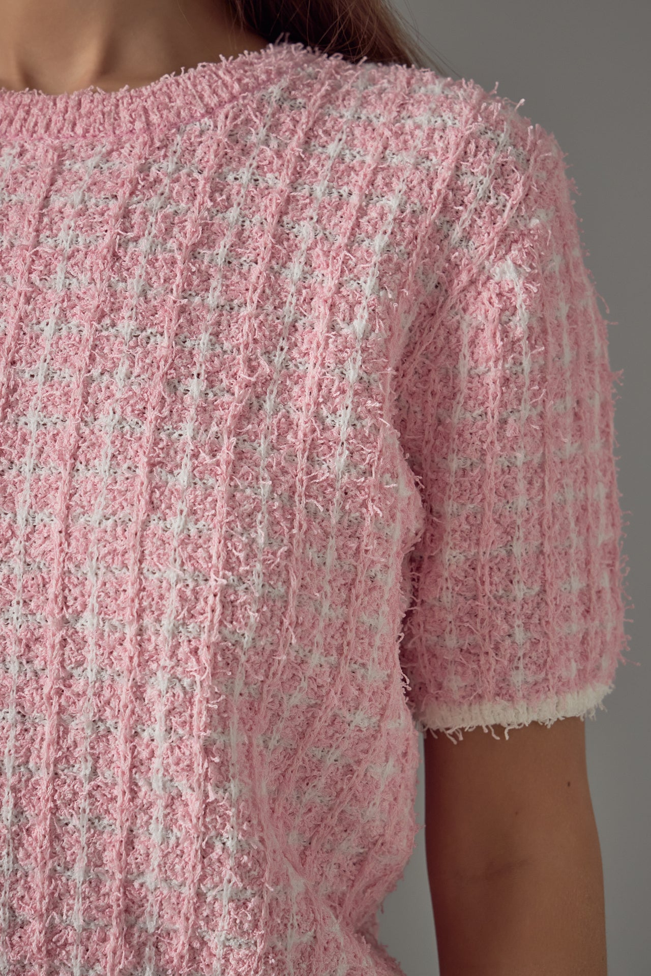 ENDLESS ROSE - Checker Knit Top - TOPS available at Objectrare